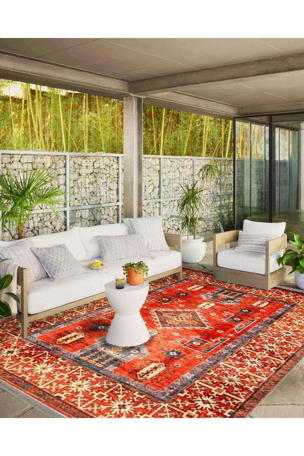 İnci Koleksiyonu Kırmızı Tema Geleneksel Motif Desenli Dokuma Taban Vintage Dekoratif Halı inci40