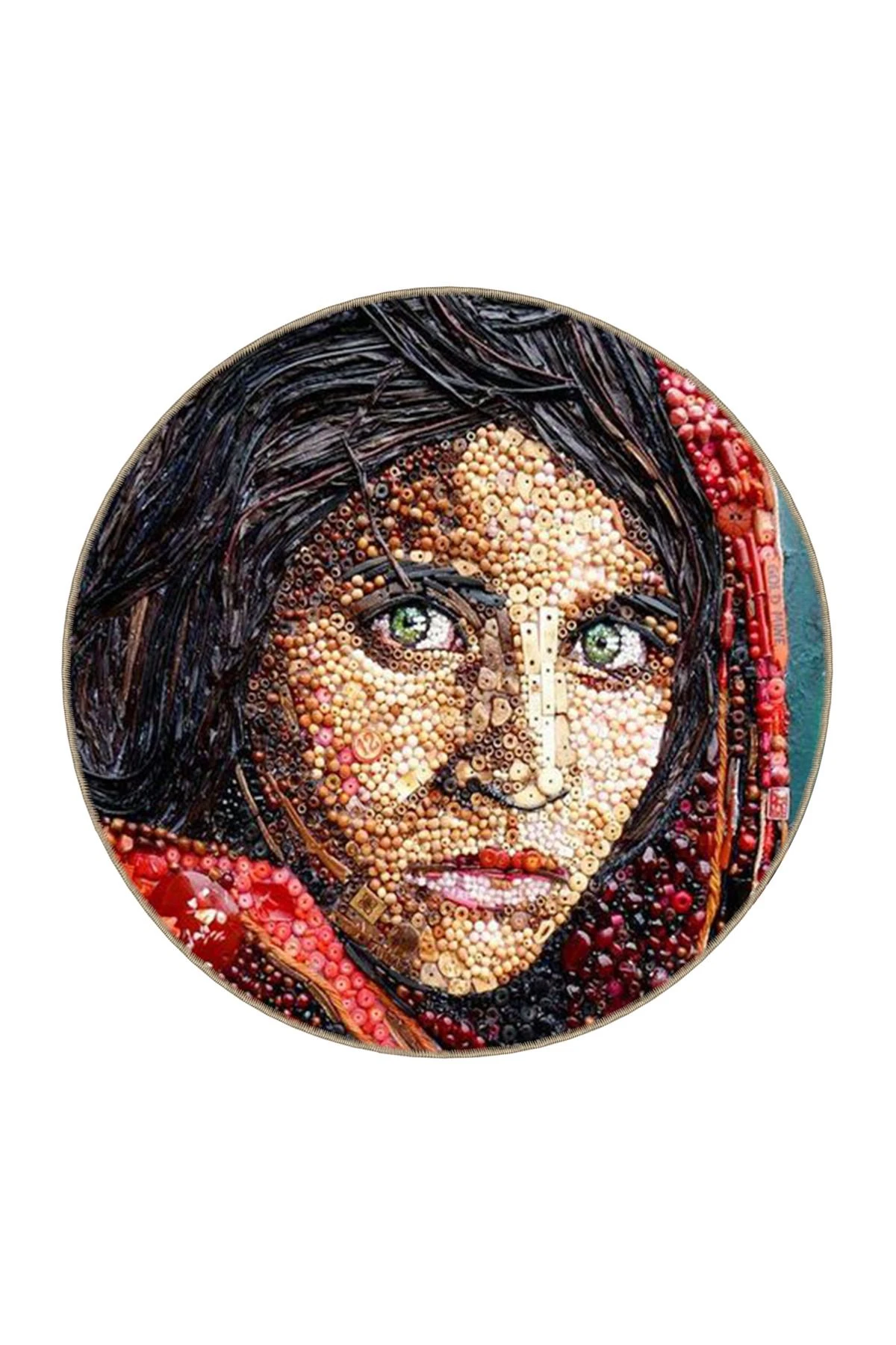 Mavi Kırmızı Temalı Soyut Kadın Portre Desenli Kreatif Modern Dekoratif Halı 3580