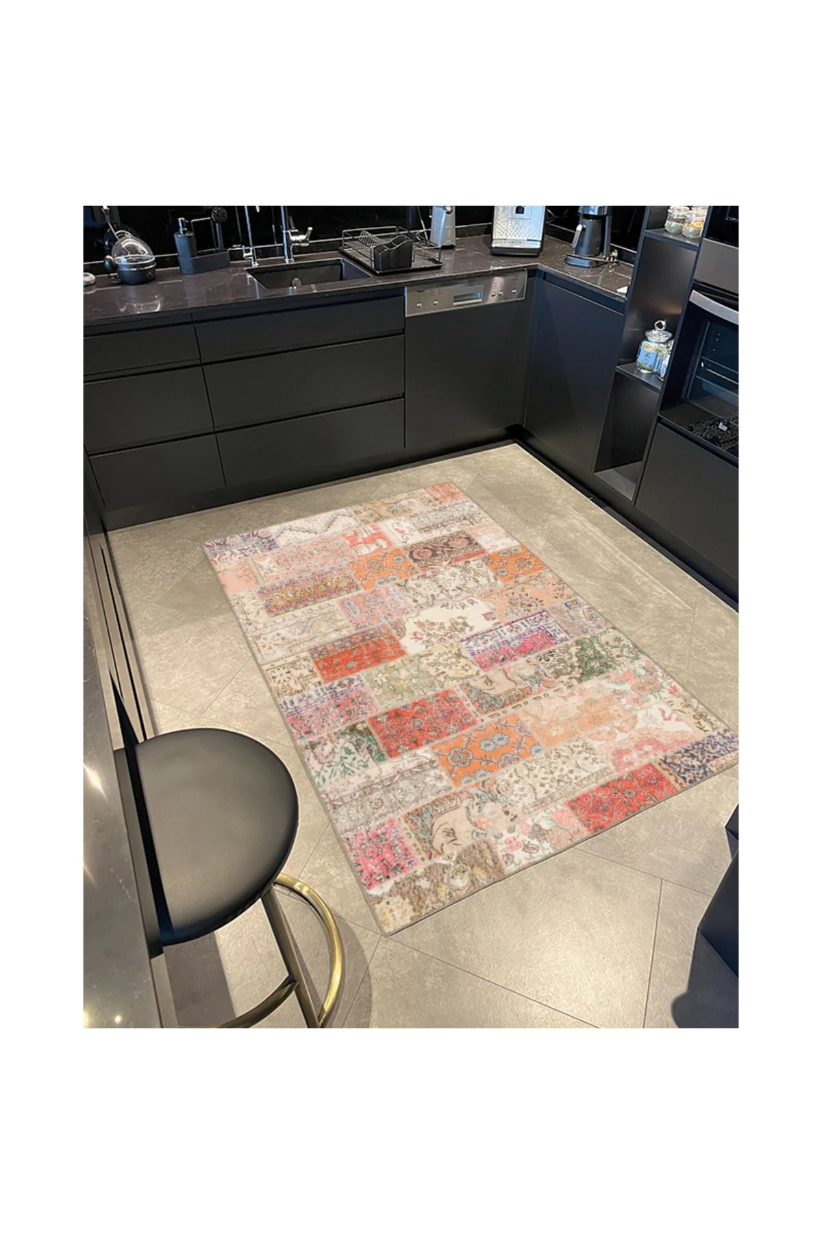 Pembe Geometrik Motifli Desenli Modern Dekoratif Halı 4439