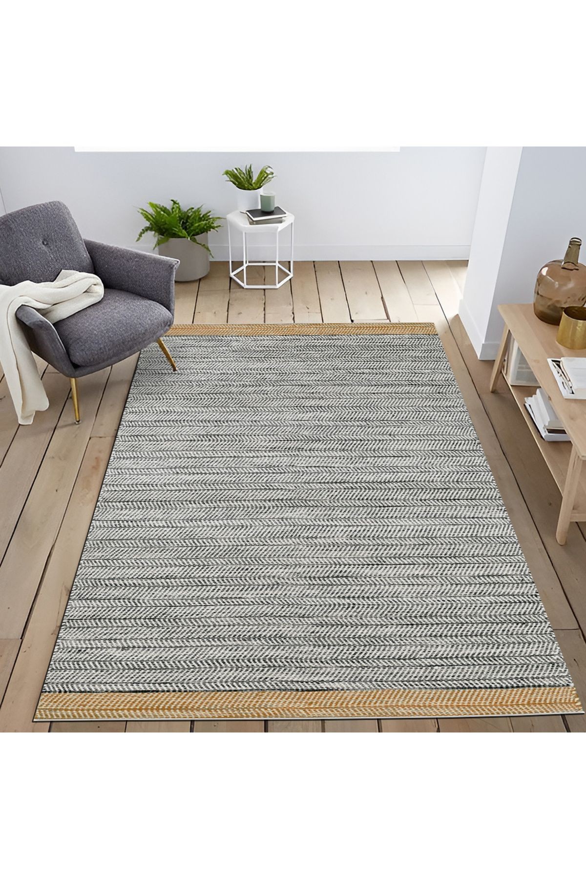 Mira Gri Renk Modern Tasarım Dekoratif Halı Mira 1525
