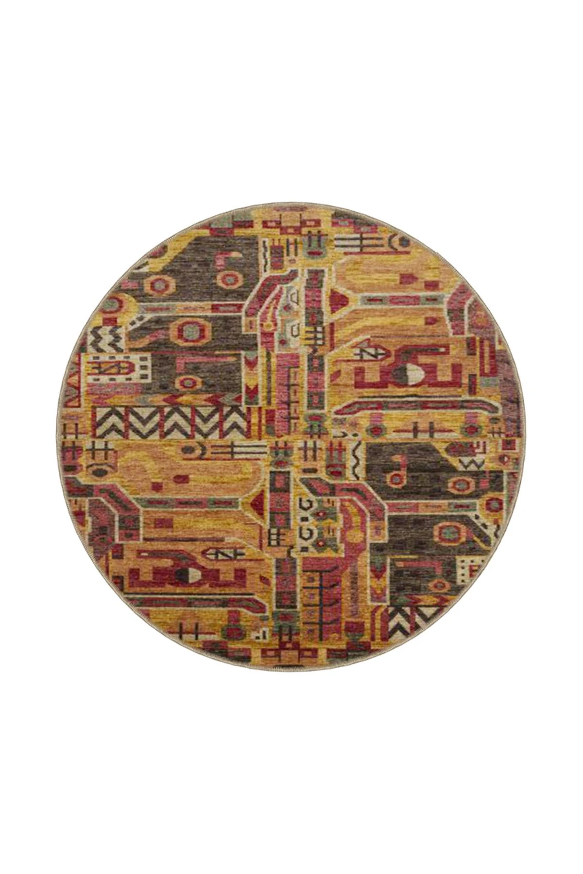 Kahverengi Tonlarda Modern Desenli Dekoratif Halı miravip448