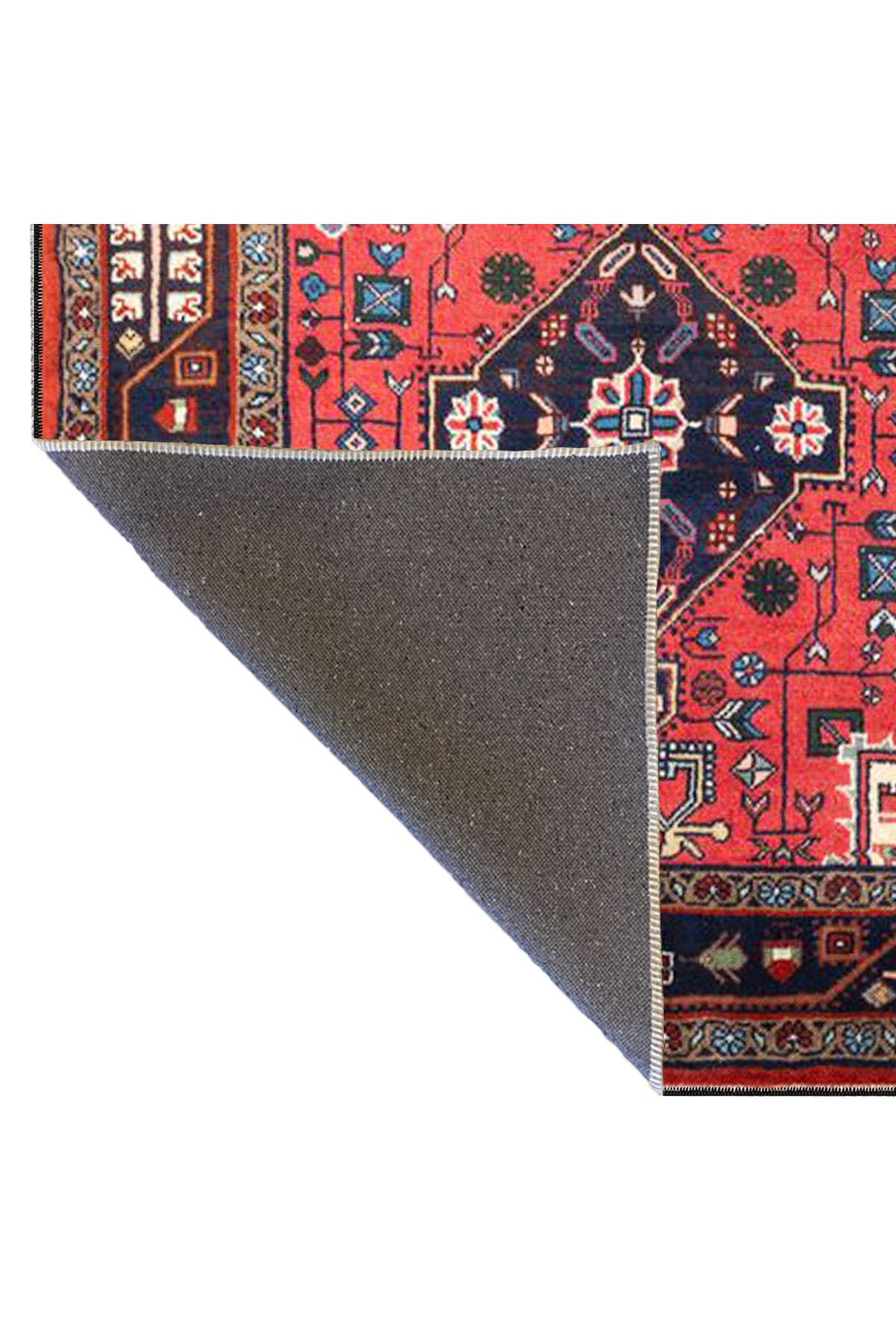 Geleneksel Kırmızı Renkli Baklavalı Desenli Modern Dekoratif Halı 4478