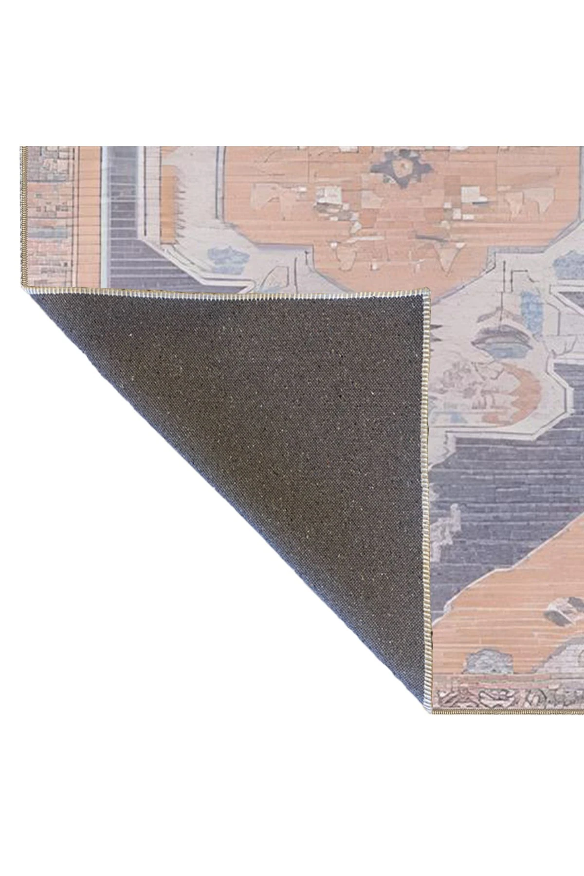 Pembe ve Mavi Tonda Geometrik Kreatif Dokuma Taban Halı 4006