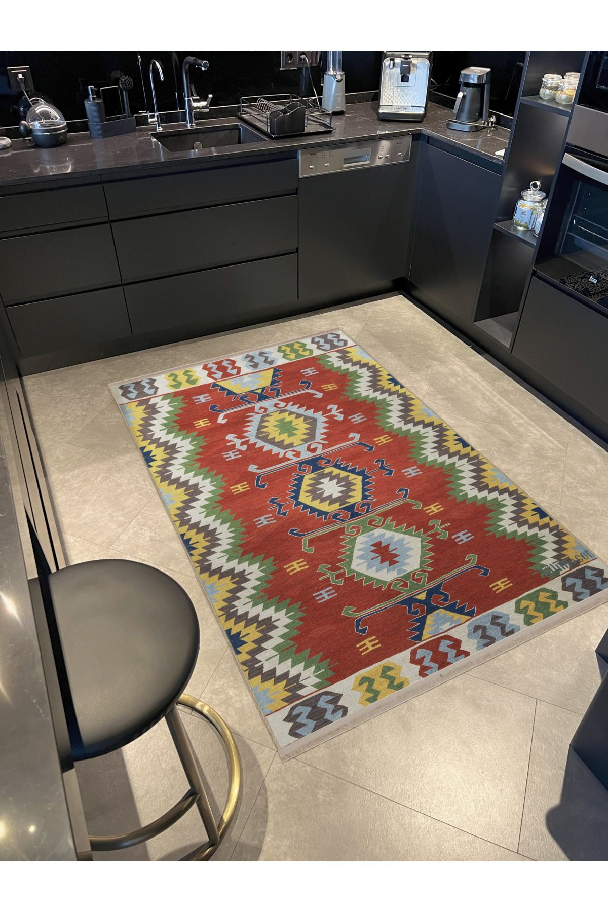 Çok Renkli Geleneksel Motif Desenli Kreatif Vintage Dekoratif Halı 2630