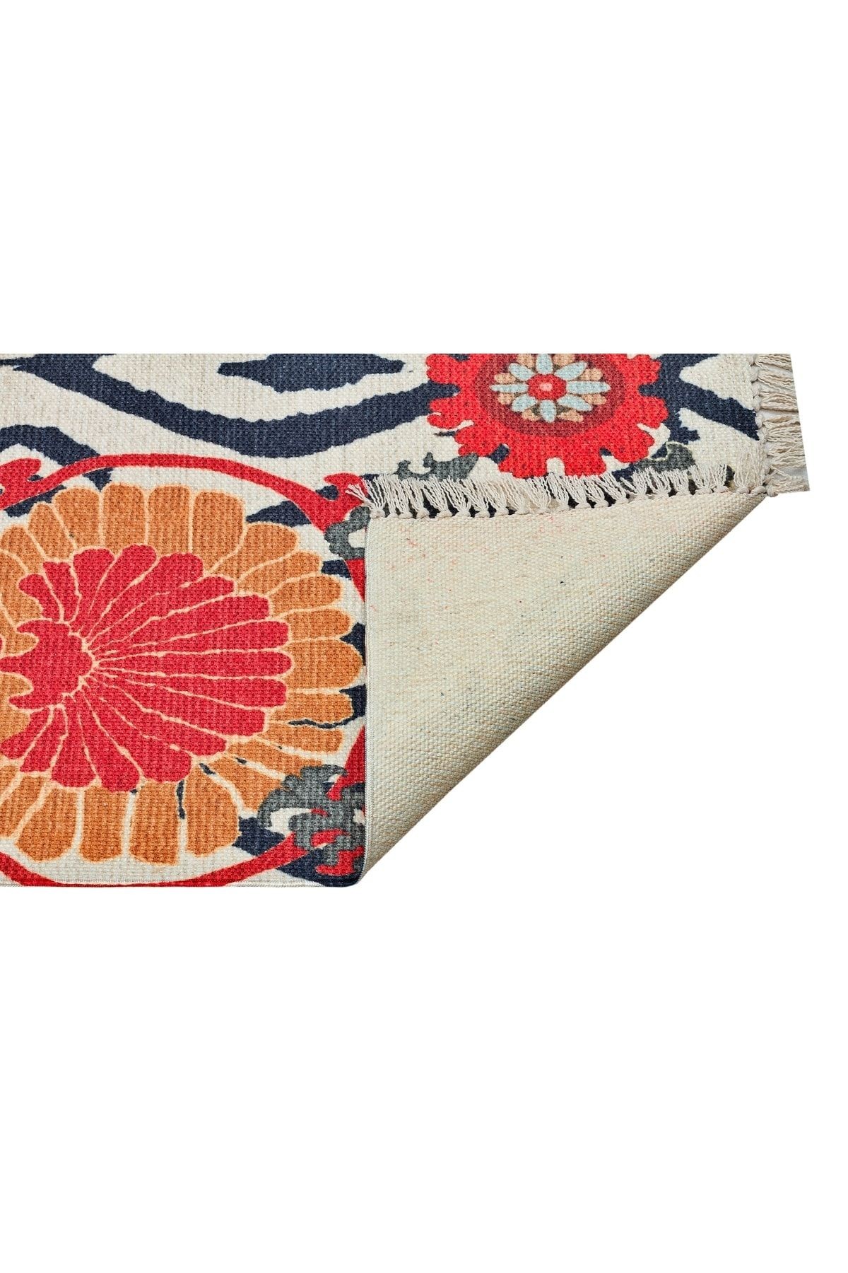 Cotton 534 Etnik Ve Çiçek Desenli Kilim