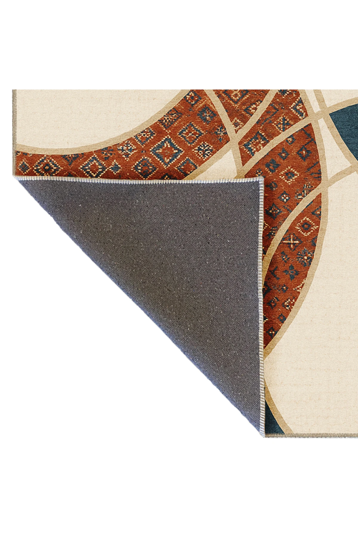 MOSSO Geleneksel Motif Şeritli Desen Dokuma Taban Vintage Dekoratif Halımosso978