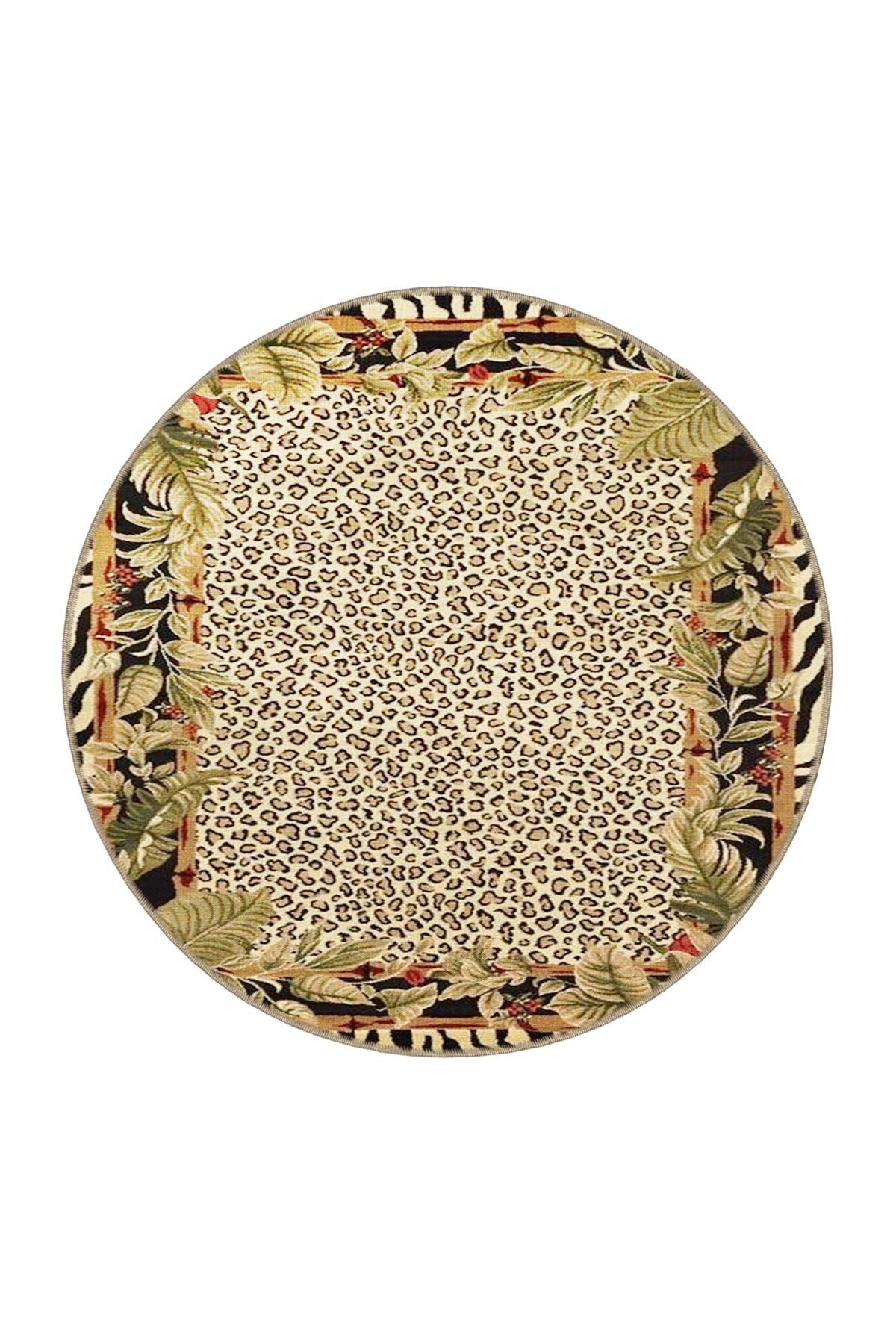 Bej Siyah Temalı Soyut Yaprak ve Çiçek Desenli Kreatif Modern Dekoratif Halı 3649