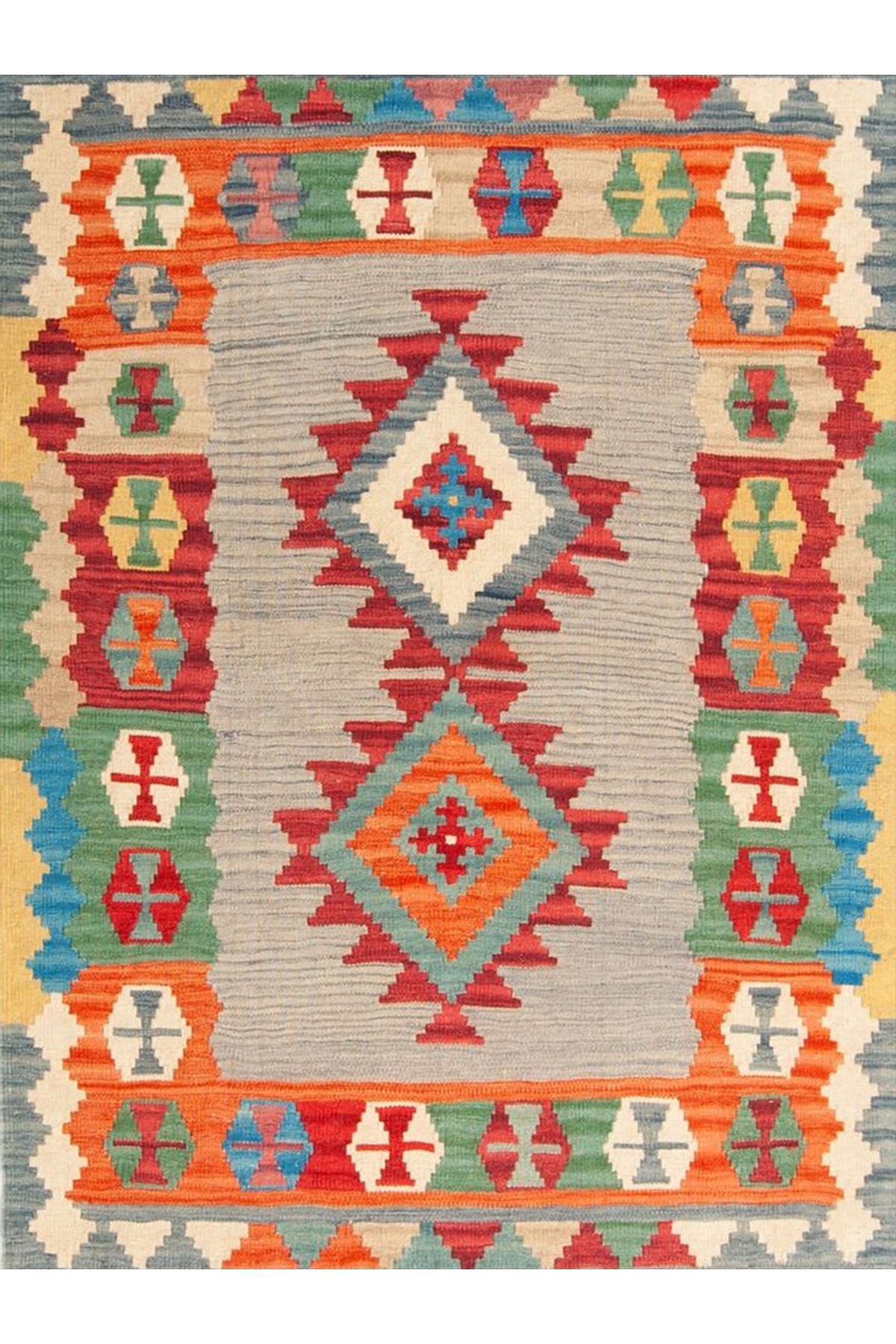 Aysu Koleksiyonu Çok Renkli Etnik Desenli Dokuma Taban Modern Dekoratif Halı aysu13