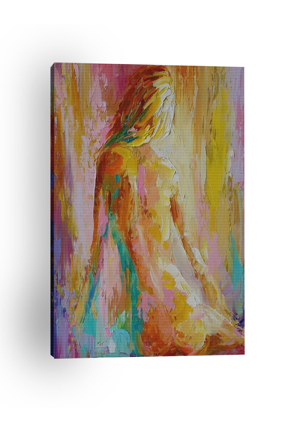 Kanvas Tablo Sulu Boyalı Kadın Karışık Renkli Desenli Renkli Temalı Modern Tablo