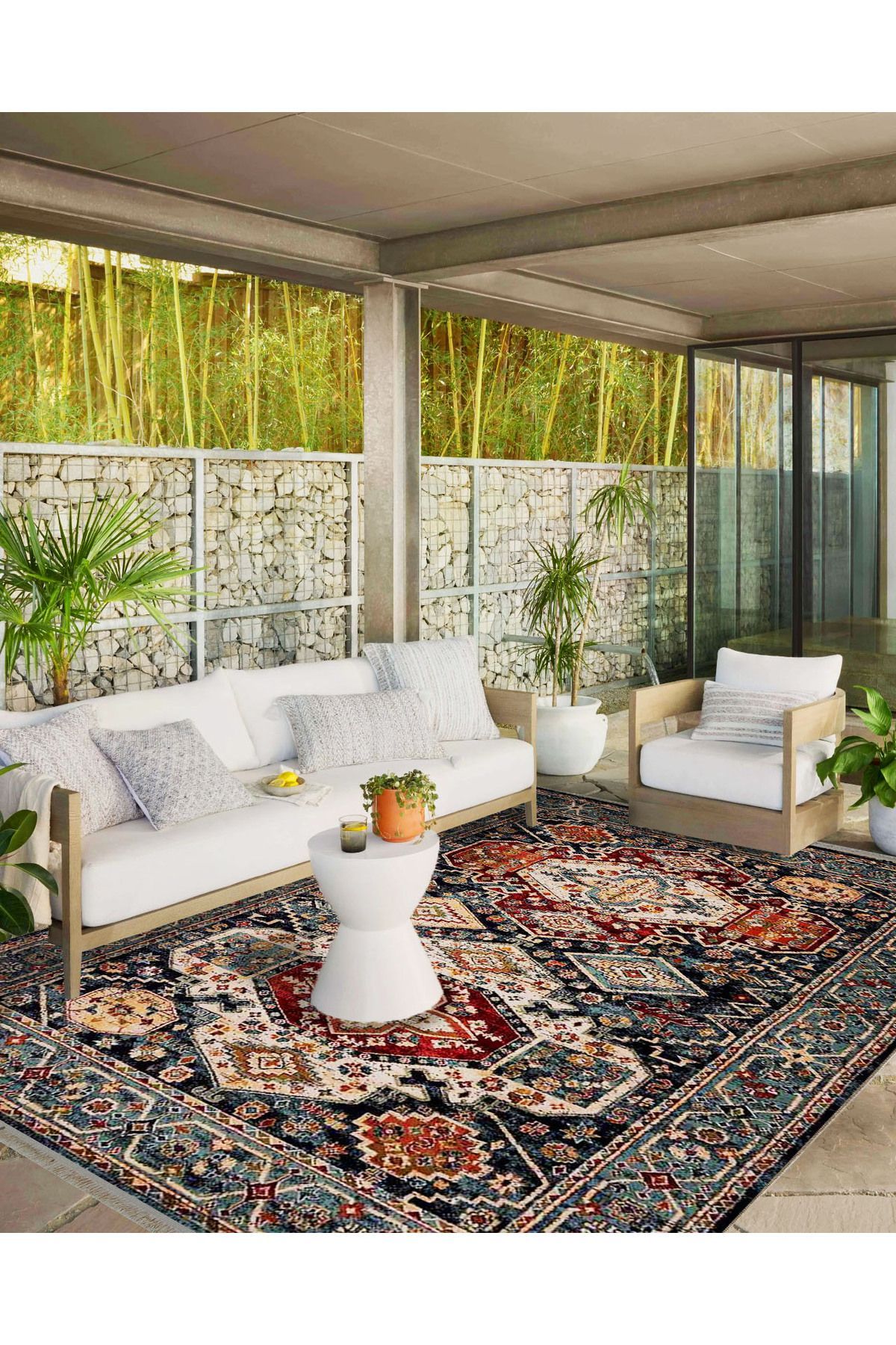 İnci Koleksiyonu Koyu Ton Etnik Geleneksel Desenli Dokuma Taban Vintage Dekoratif Halı inci15