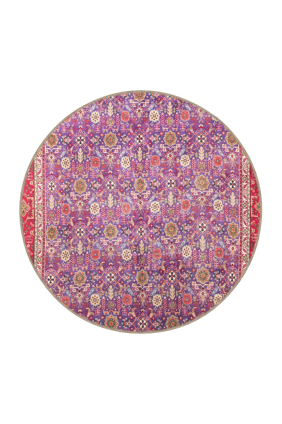 Çok Renkli Geleneksel Motif Etnik Çiçek Desenli Vintage Dekoratif Halı 3447