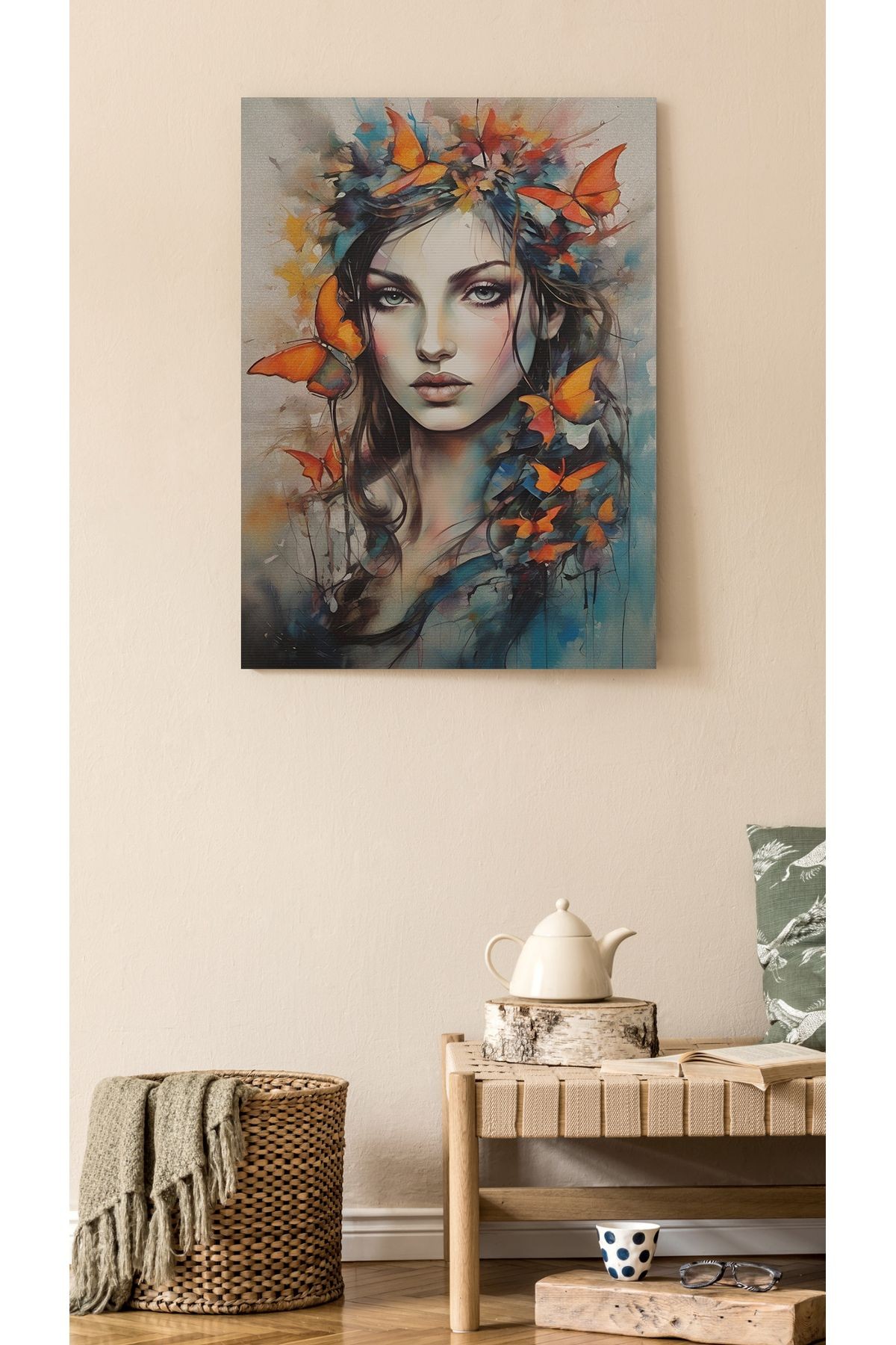 Kanvas Tablo Güzel Kadın Temalı Desenli Modern Tablo