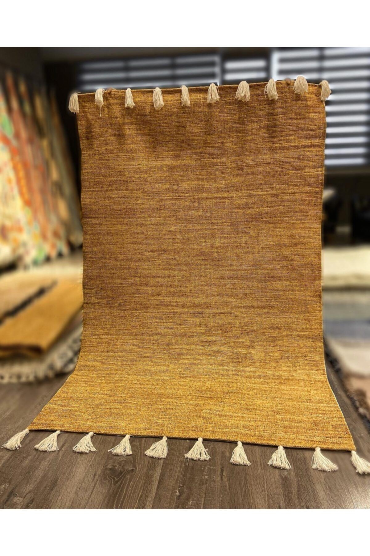 Moroccan 9002 Beyaz Püsküllü Bohomian Ve Modern Kilim