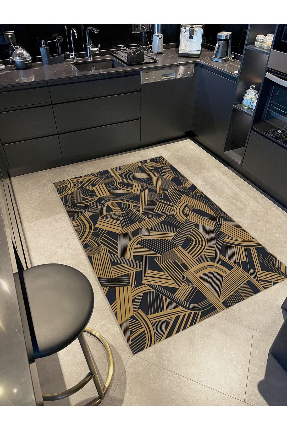 Seda Koleksiyonu Soyut Şekiller Desenli Dokuma Taban Modern Dekoratif Halı seda25