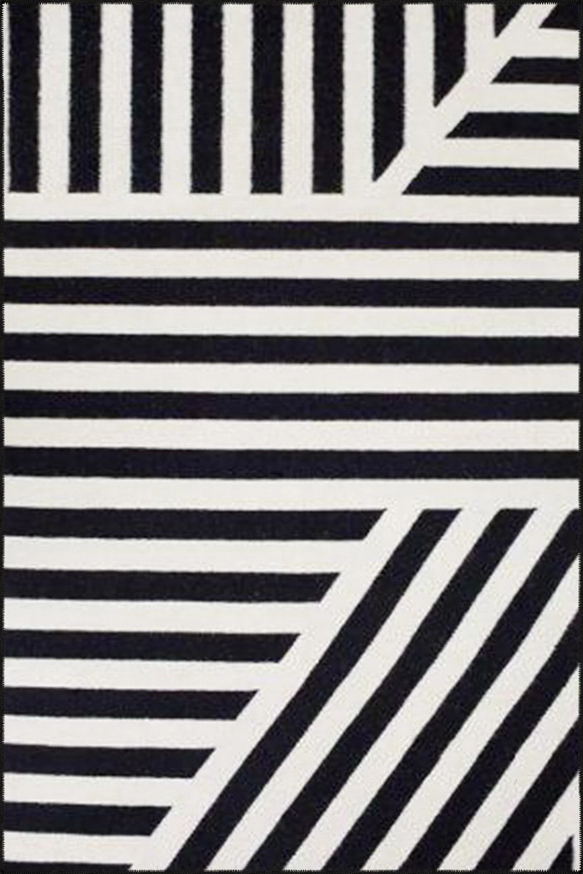 Modern Geometrik Desenli Siyah Renkli Dekoratif Halı miravip592