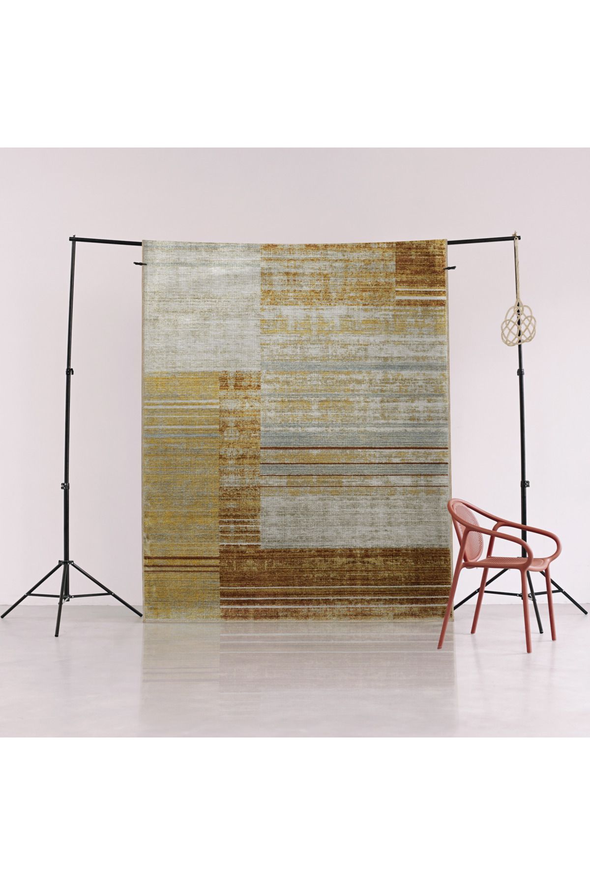 Turuncu Bej Temalı Soyut Desenli Kreatif Modern Dekoratif Halı 2857