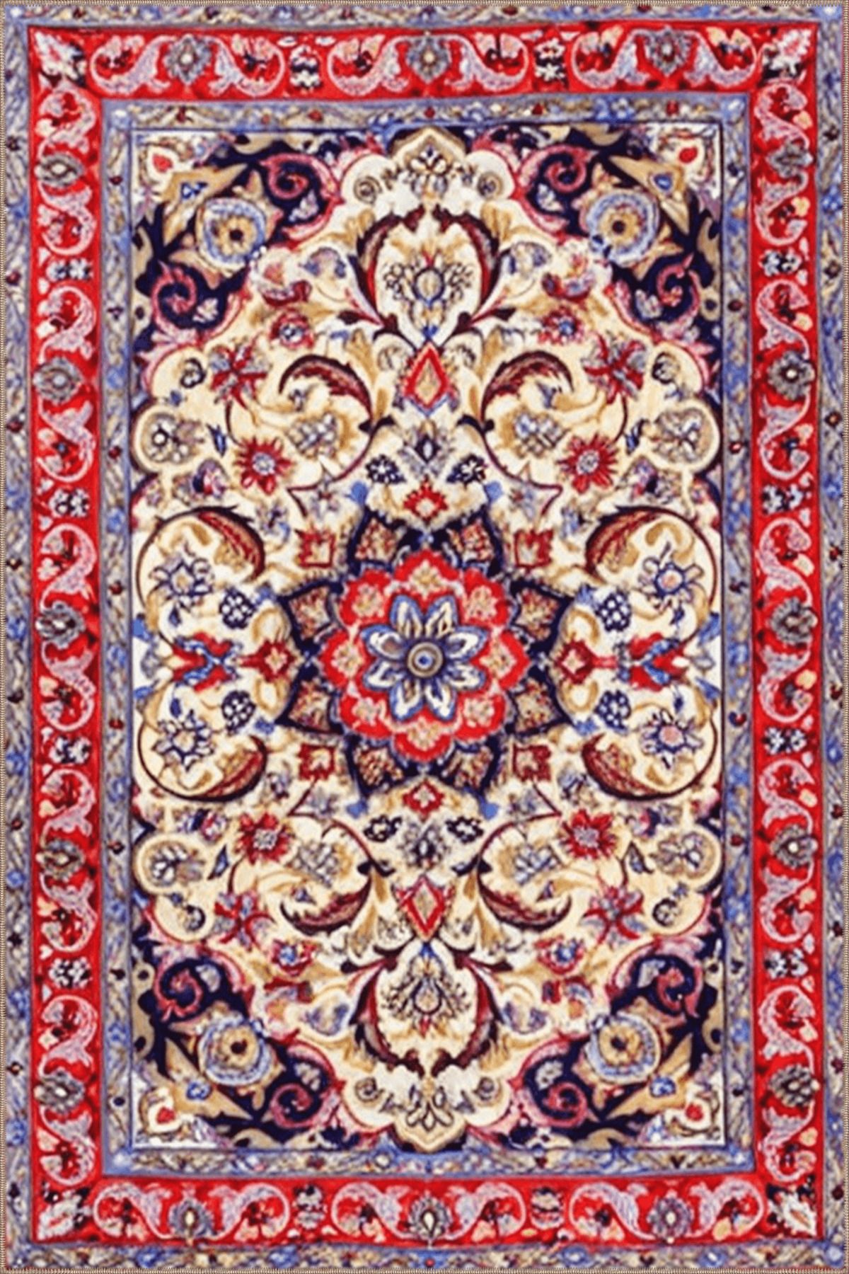 Paris Koleksiyonu Çok Renkli Etnik Motifler Geleneksel Desenli Vintage Dekoratif Halı 89