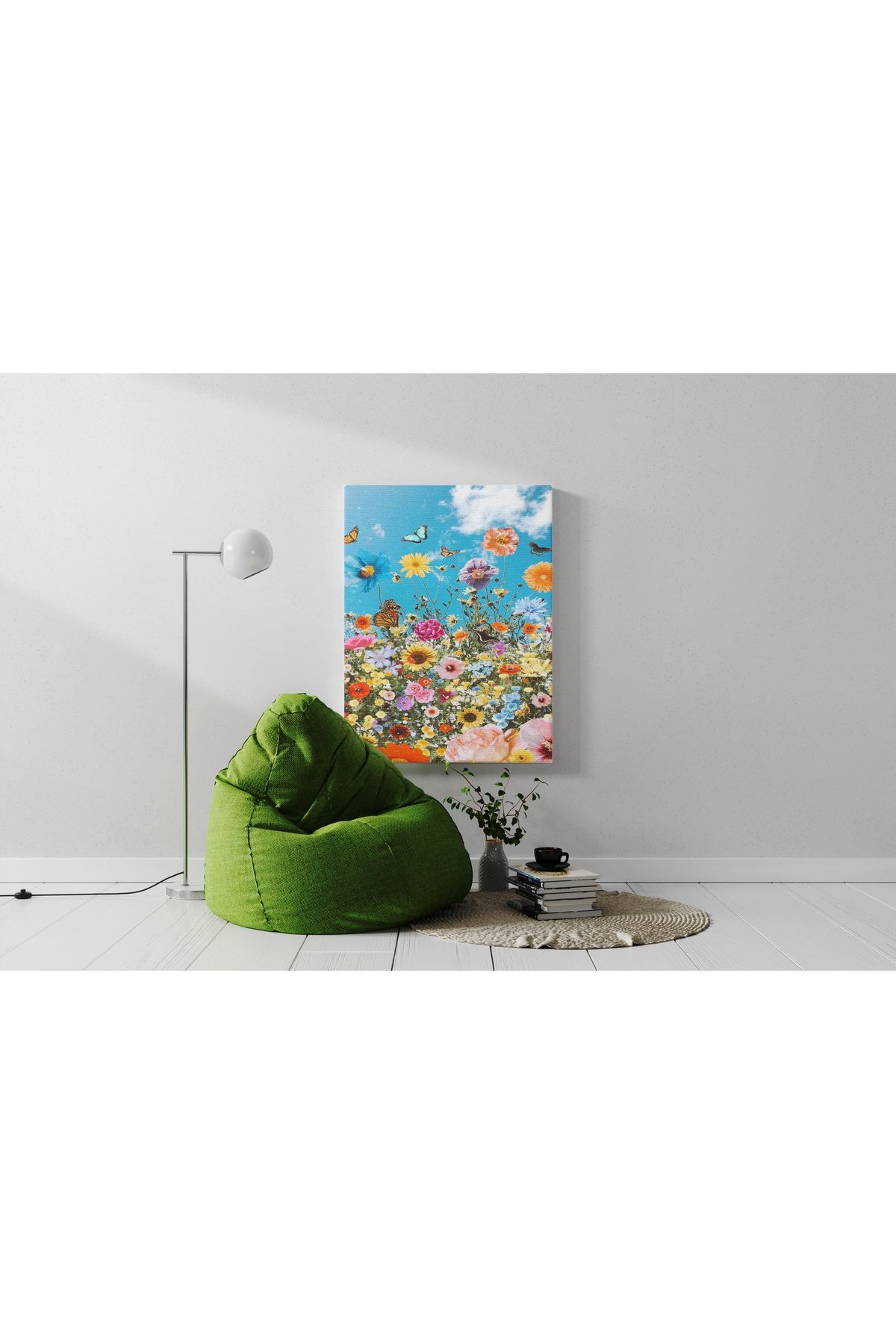 Kanvas Tablo Mavi Gök Altında Floral Temalı Modern Tablo