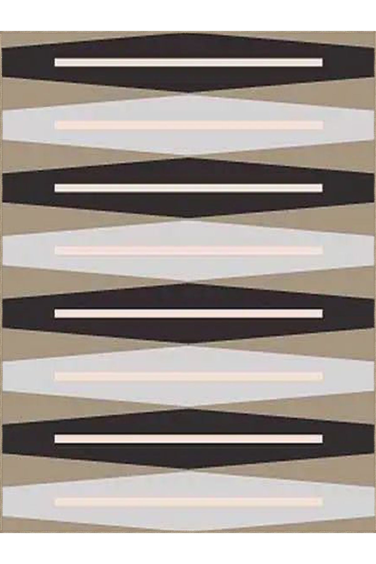 Tuğrul Koleksiyonu Gri Tonlar Soyut Geometrik Şekiller Desenli Dokuma Taban Modern Dekoratif Halı 12