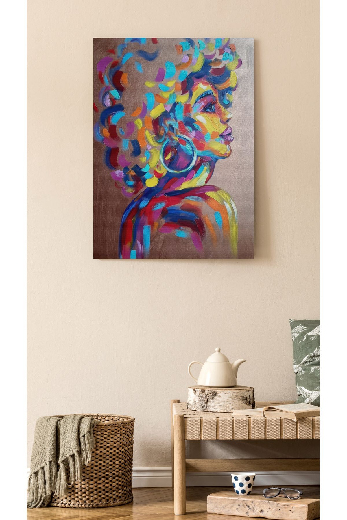 Kanvas Tablo Modern Kadın Desenli Renkli Temalı Modern Tablo