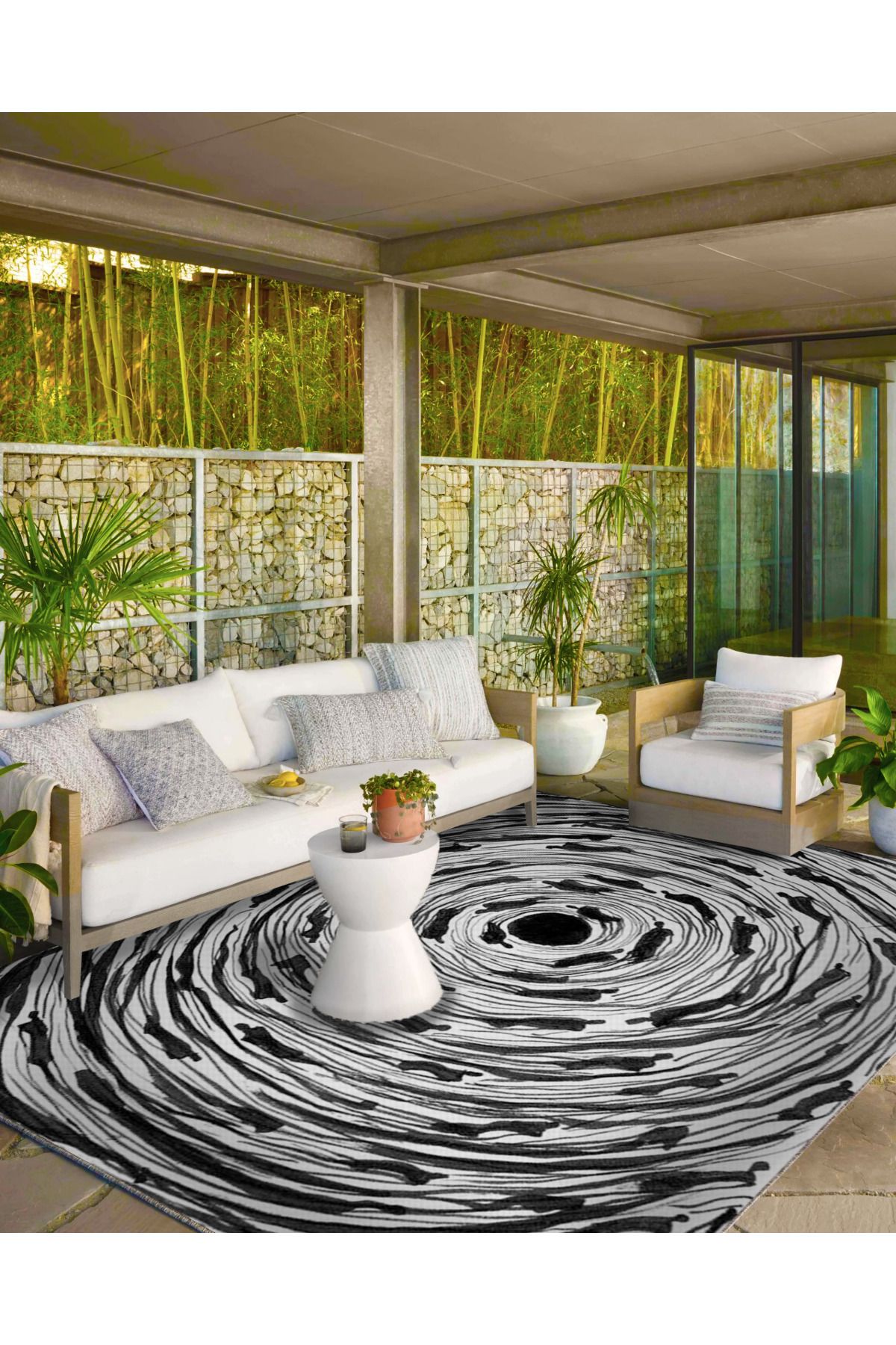 Siyah Beyaz Karadelik Temalı Dekoratif Halı ve Yıkanabilir Halı miravip9710