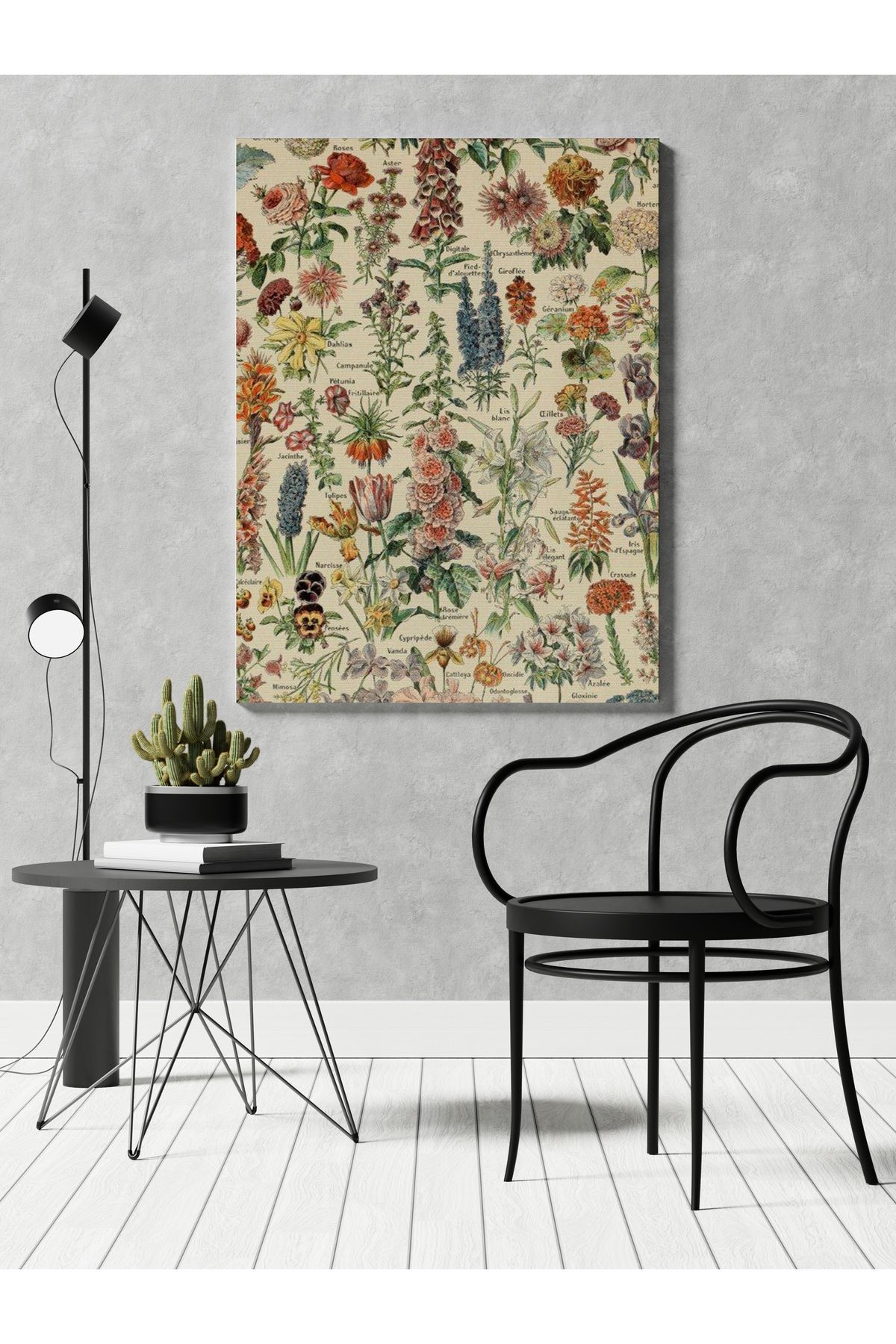 Kanvas Tablo Floral Temalı Karma Çiçek Gül Desenli