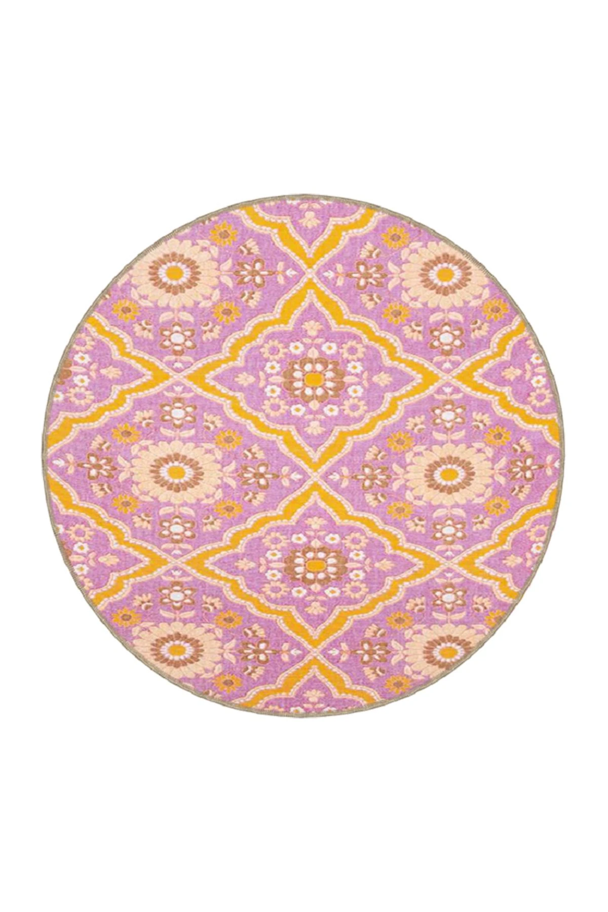 Pembe Baklavalı Geometrik Modern Dekoratif Halı miravip217