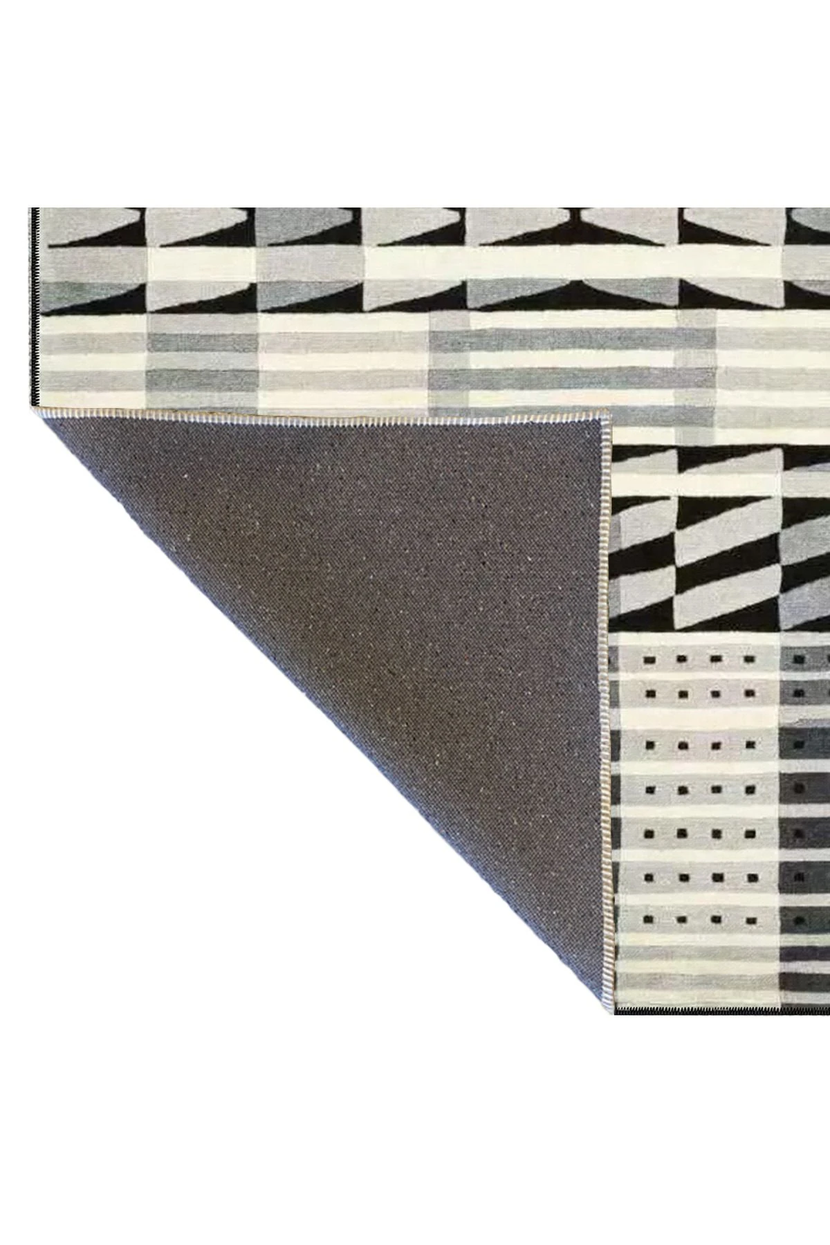 Siyah beyaz Dikdörtgen Geometrik Dokuma Taban Halı miravip1028