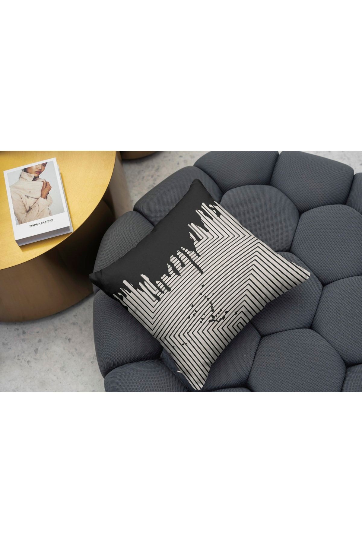 Kırlent 1121 Siyah Beyaz Çizgili Geometrik Kırlent Kılıfı Pillow17