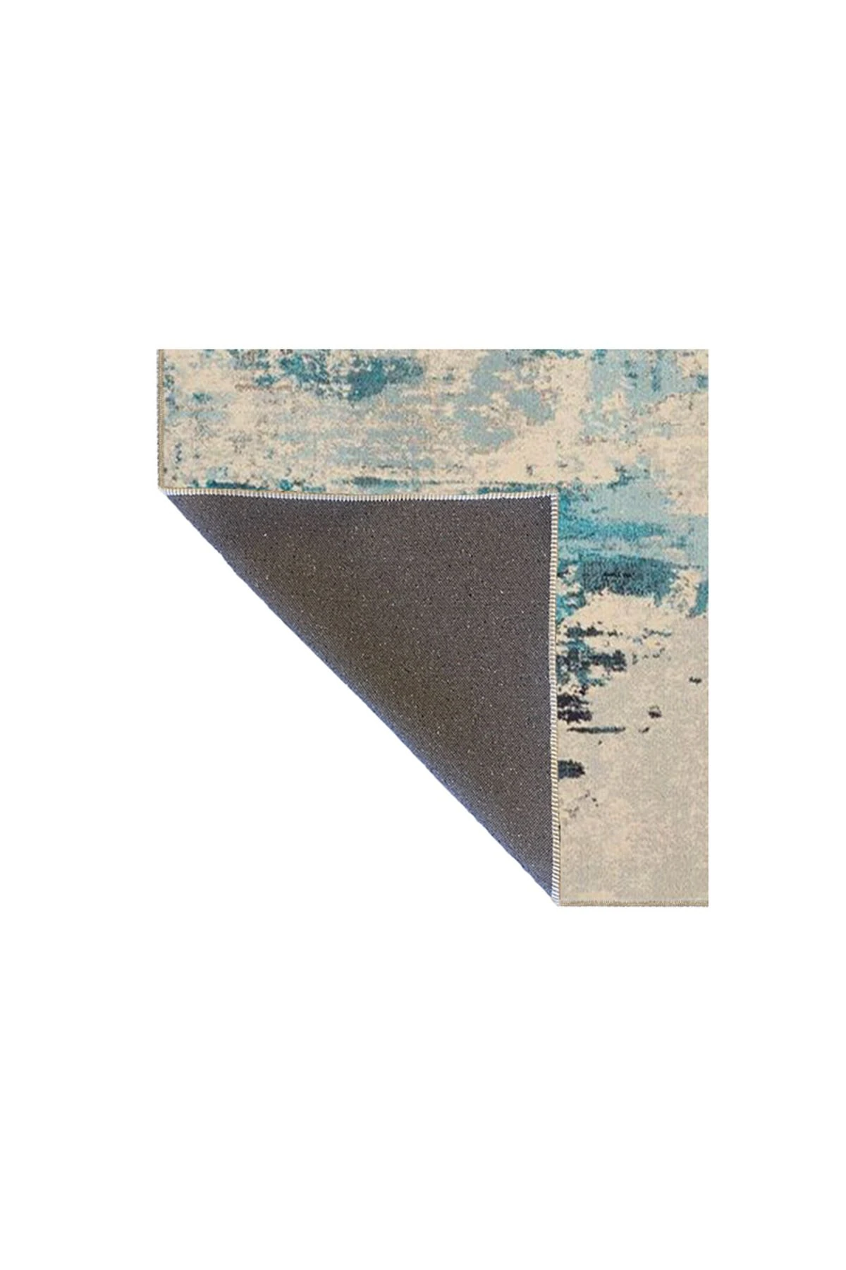 Krem Mavi Boyalı Desenli Dokuma Taban Halı ve Yıkanabilir Halı miravip10122