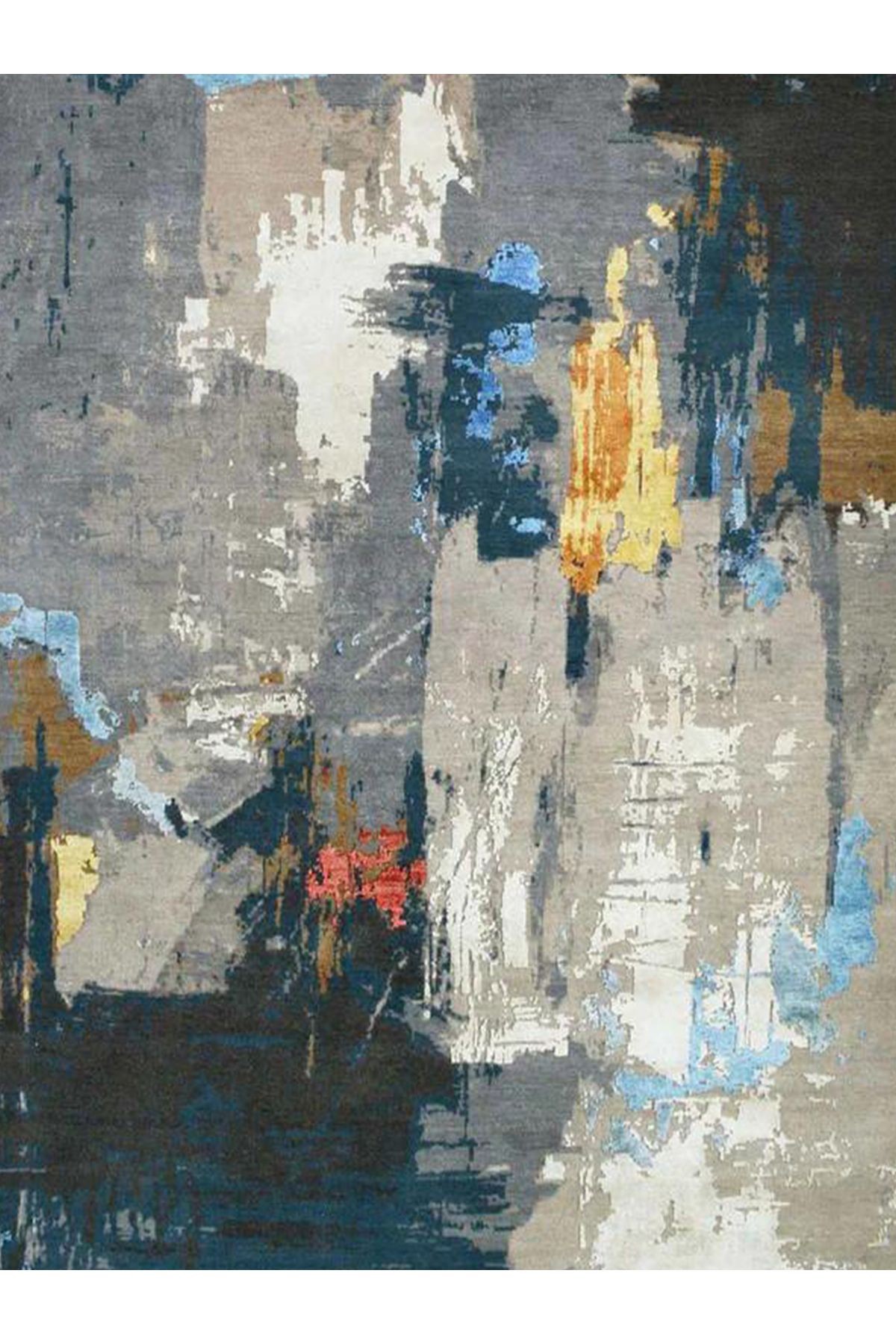 Barcelona Koleksiyonu Koyu Tonlarda Soyut Desenli Dokuma Taban Modern Dekoratif Halı 56