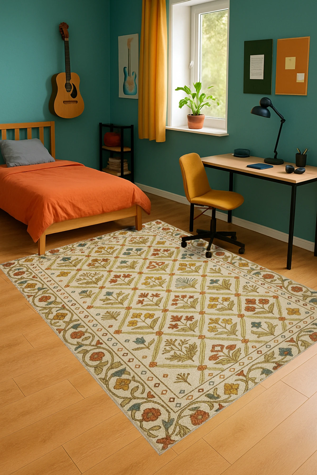 MOSSO Geleneksel Motifli Desen Dokuma Taban Vintage Dekoratif Halı mosso875