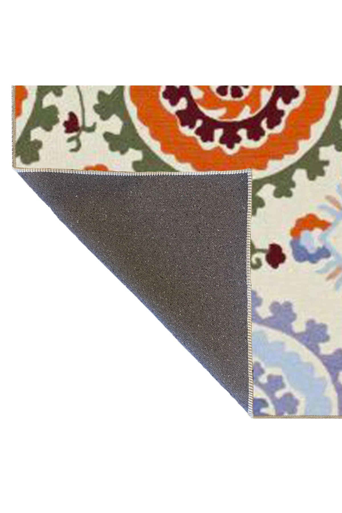 Krem Desenli Renkli Çiçekli Temalı Dokuma Taban Halı ve Yıkanabilir Halı miravip9849