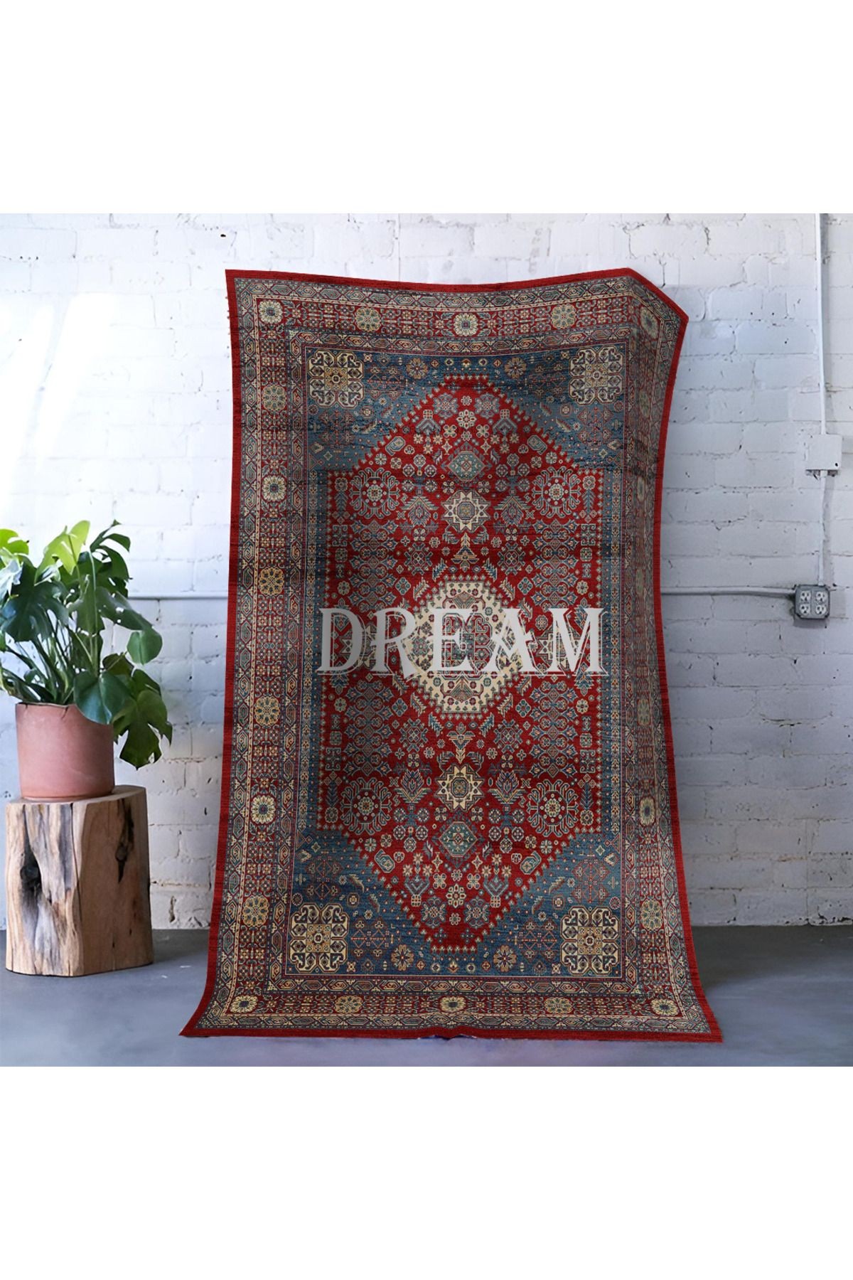 Mira Çok Renkli Dream Yazılı Geleneksel Motifli Vintage Dekoratif Halı Mira 1558