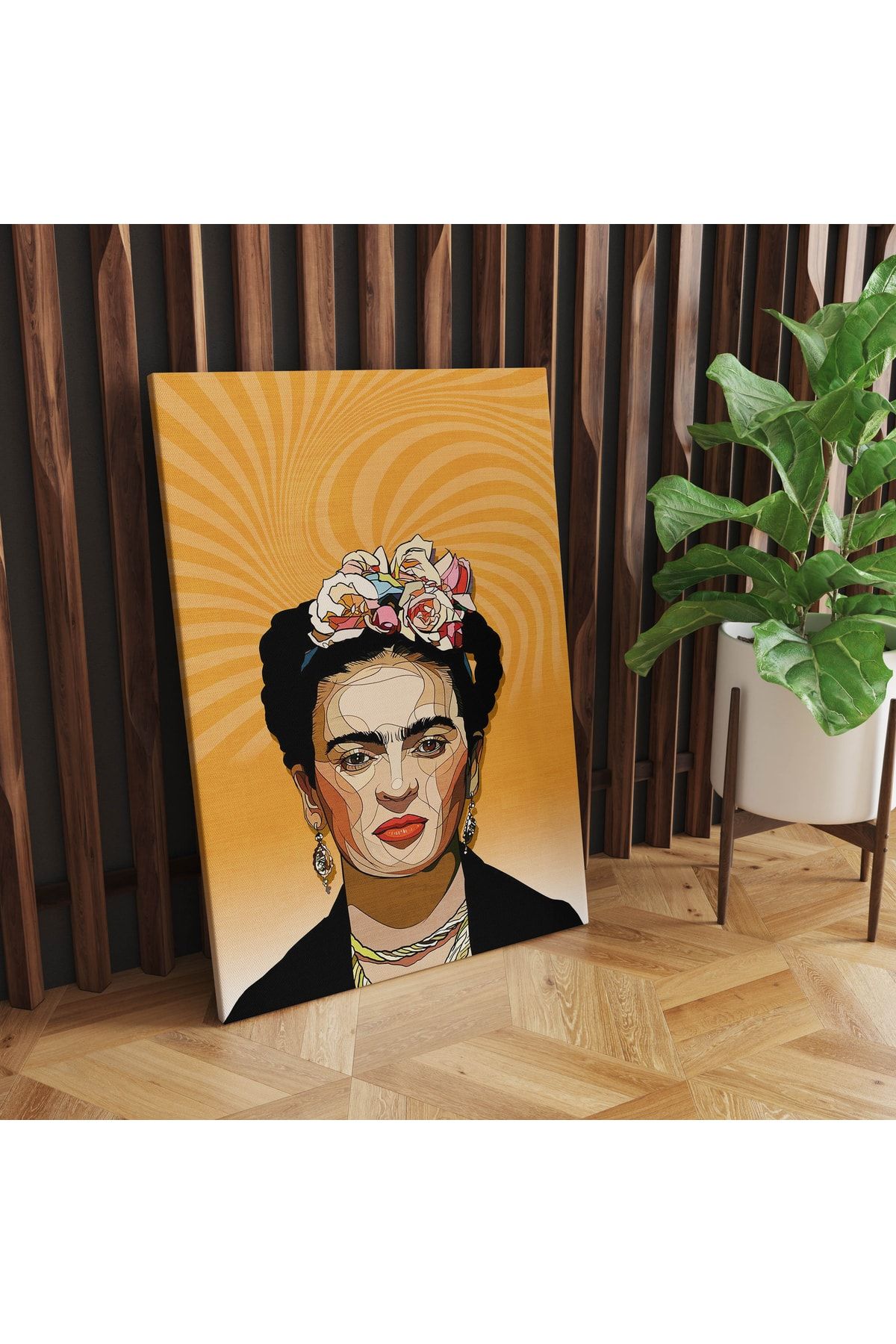 Kanvas Tablo Çiçek Taçlı Kadın Baskılı Çok Renkli 23