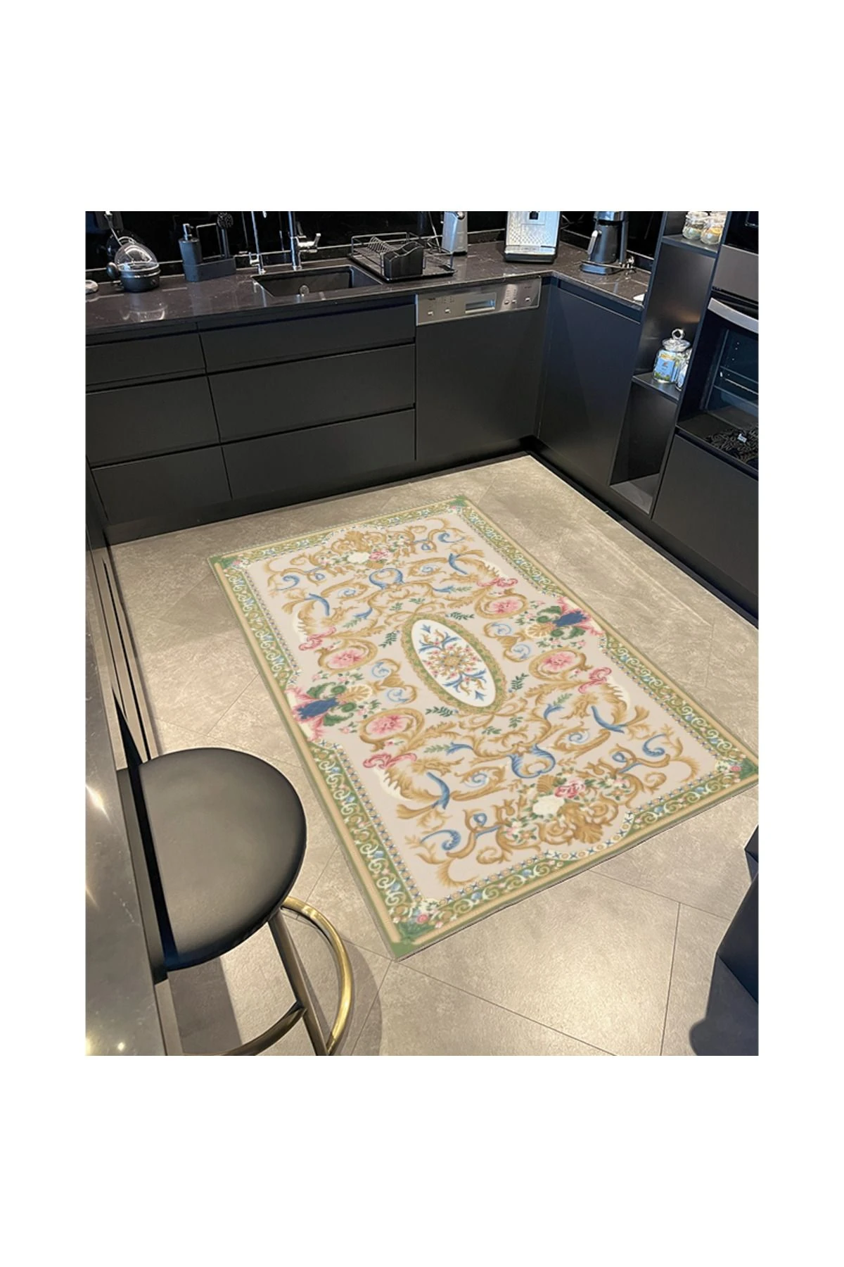 Geometrk Pembe Renkli Motifli Desenli Modern Dekoratif Halı 4437