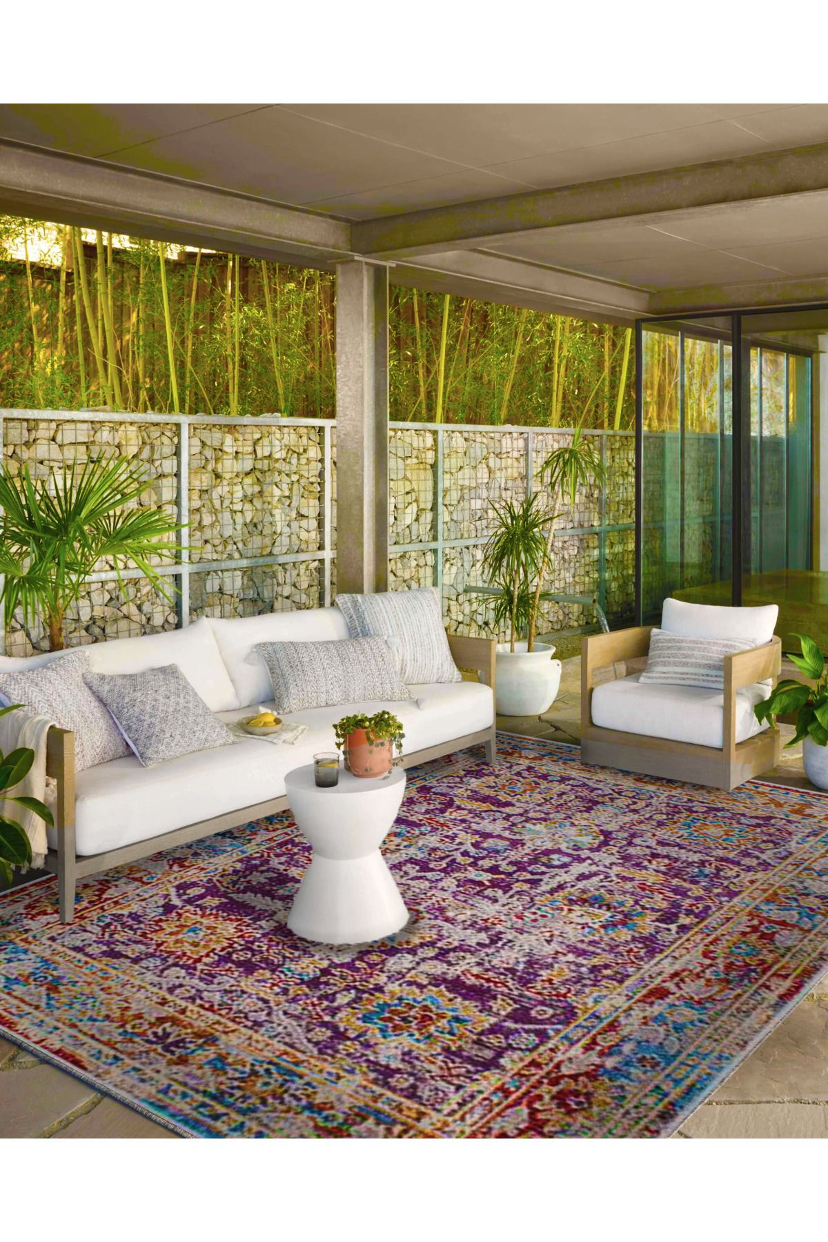 Mor Temalı Desenli Dokuma Taban Halı ve Yıkanabilir Halı aloha144