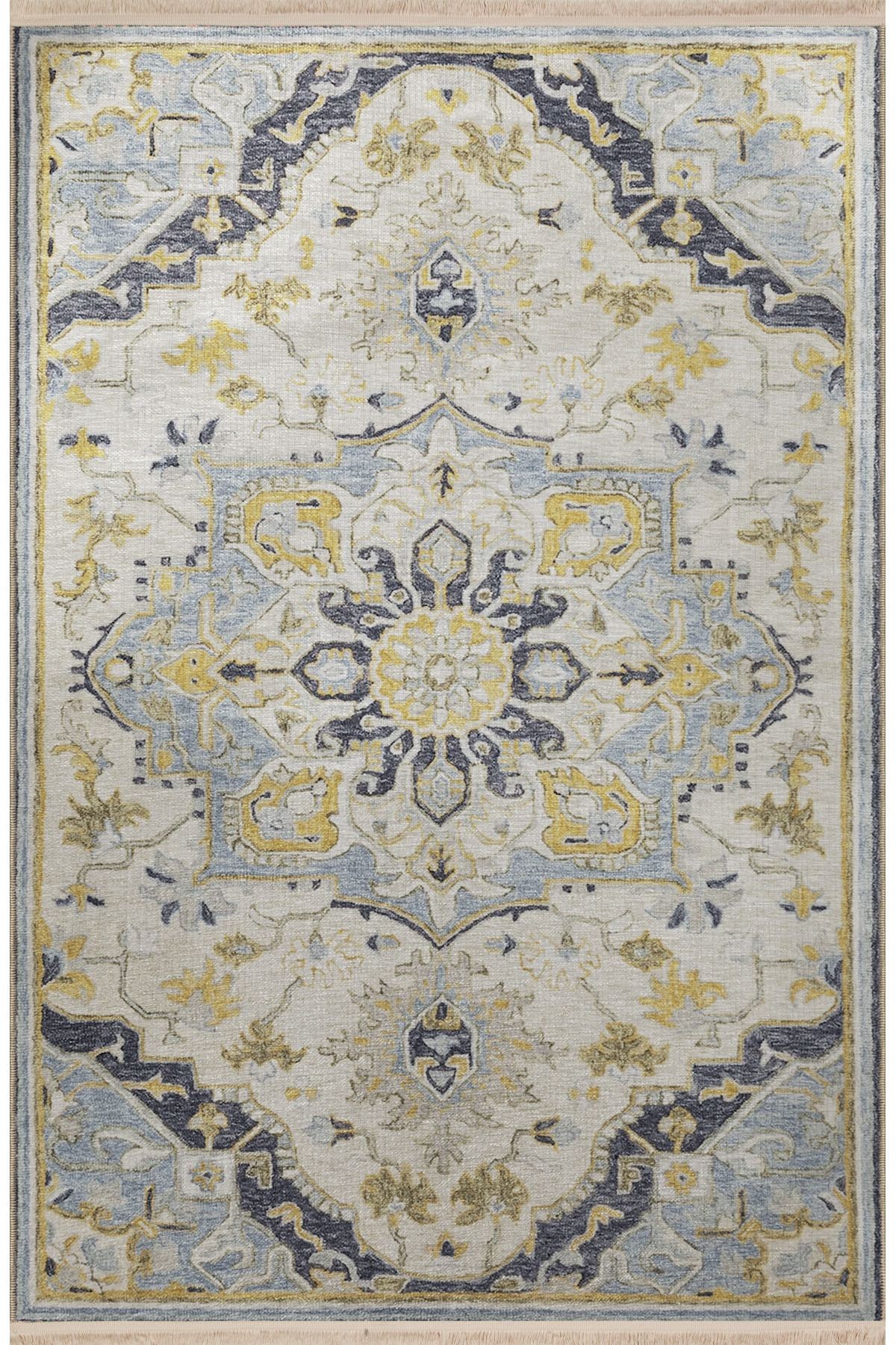 Açık Ton Çok Renkli Geleneksel Motif Etnik Desenli Kreatif Vintage Dekoratif Halı 2839