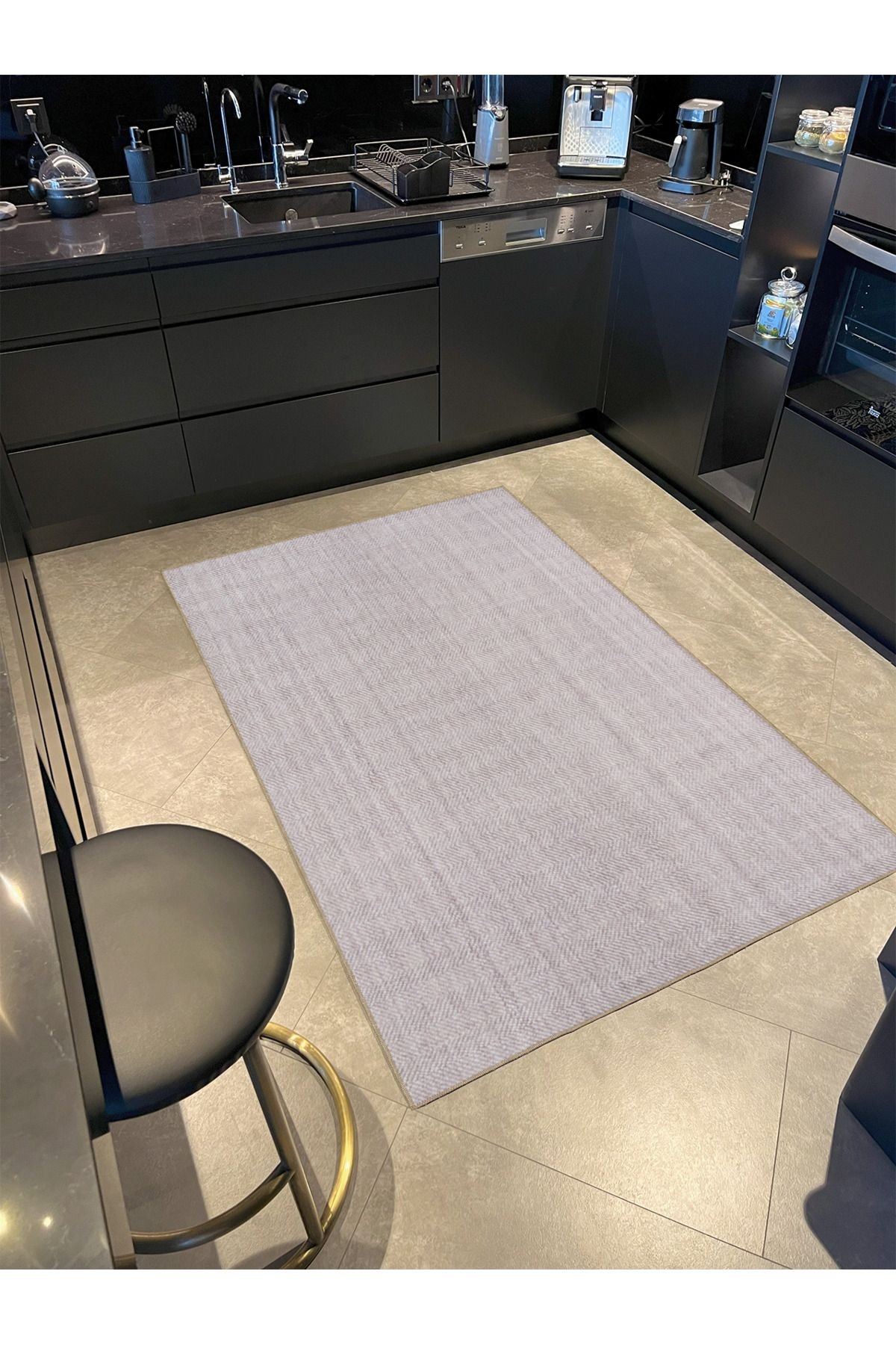 Açık Gri Noktalı Temalı Dekoratif Halı ve Yıkanabilir Halı miravip9682