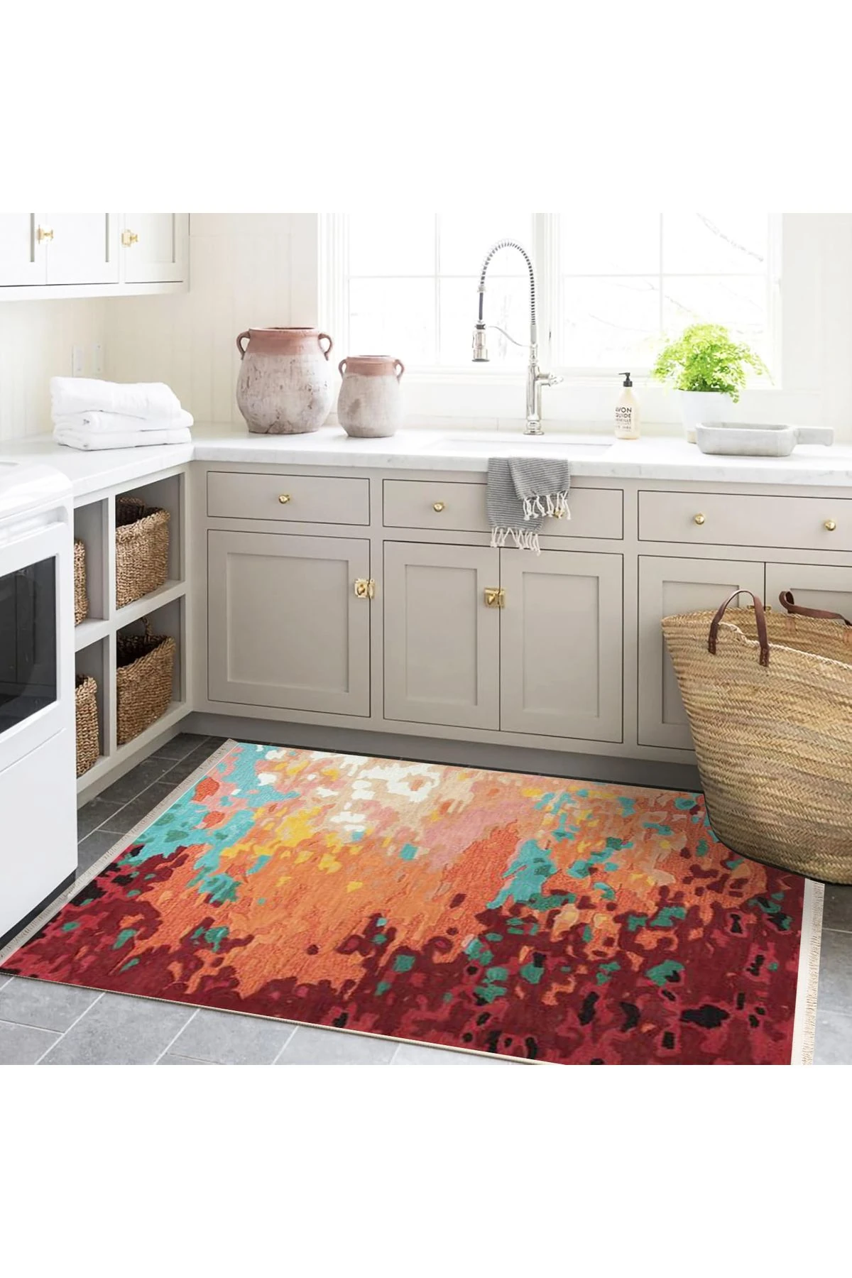 Güney Koleksiyonu Çok Renkli Soyut Abstract Desenli Kreatif Modern Dekoratif Halı 10