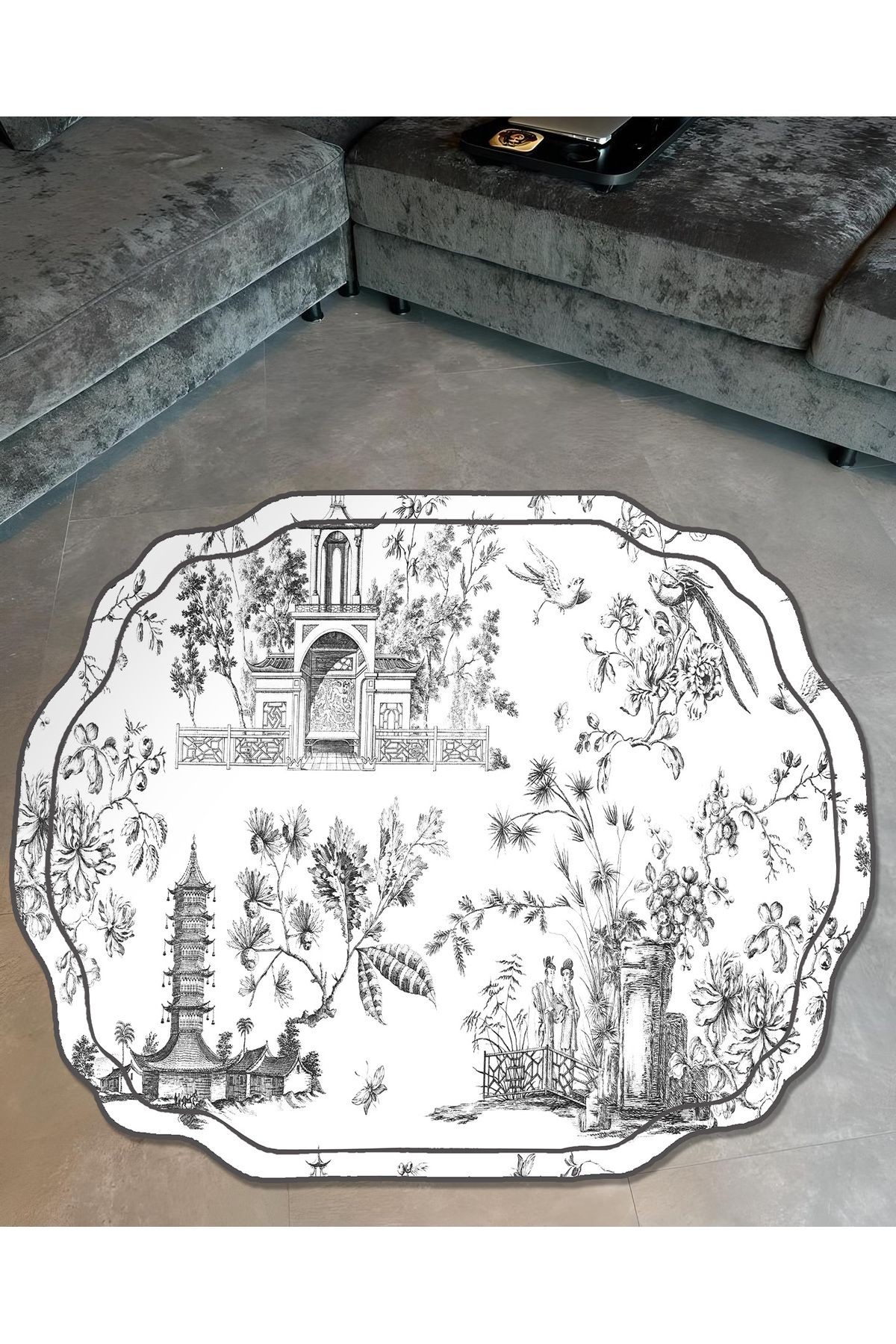 Série Vintage Desenli Dokuma Taban Modern Dekoratif Halı
