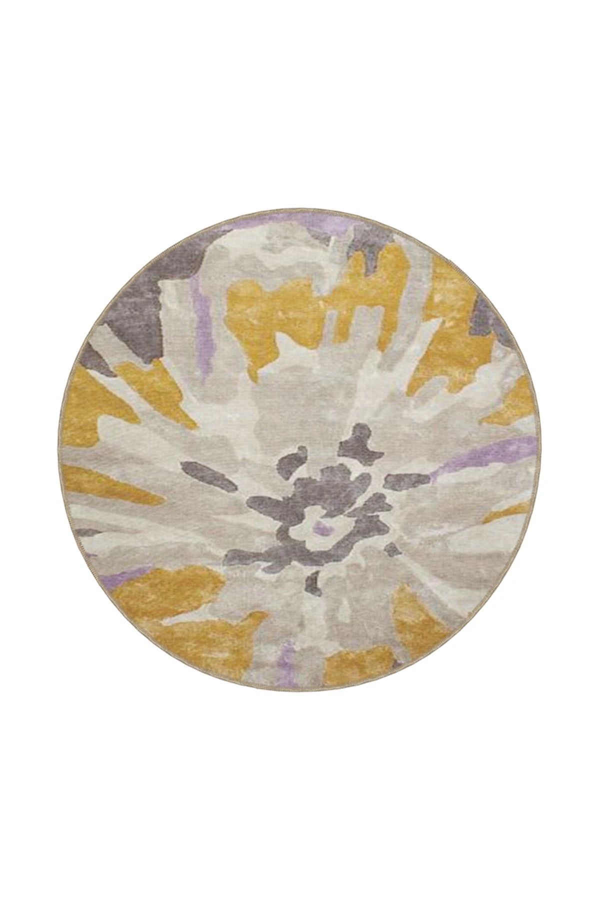 Sarı Krem Pastel Boyalı Geometrik Desenli Dokuma Taban miravip812