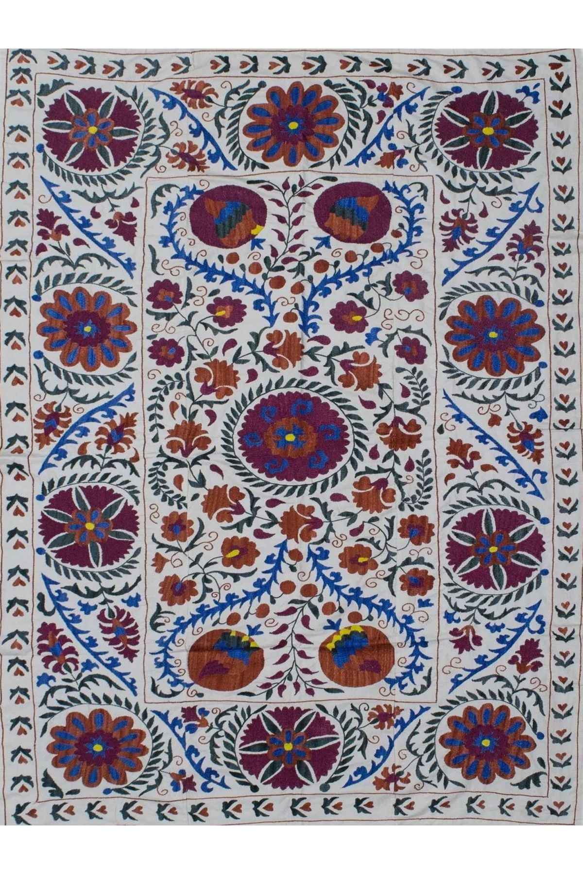 Mete Koleksiyonu Çok Renkli Karma Şekiller ve Çiçek Motifleri Desenli Vintage Dekoratif Halı 29