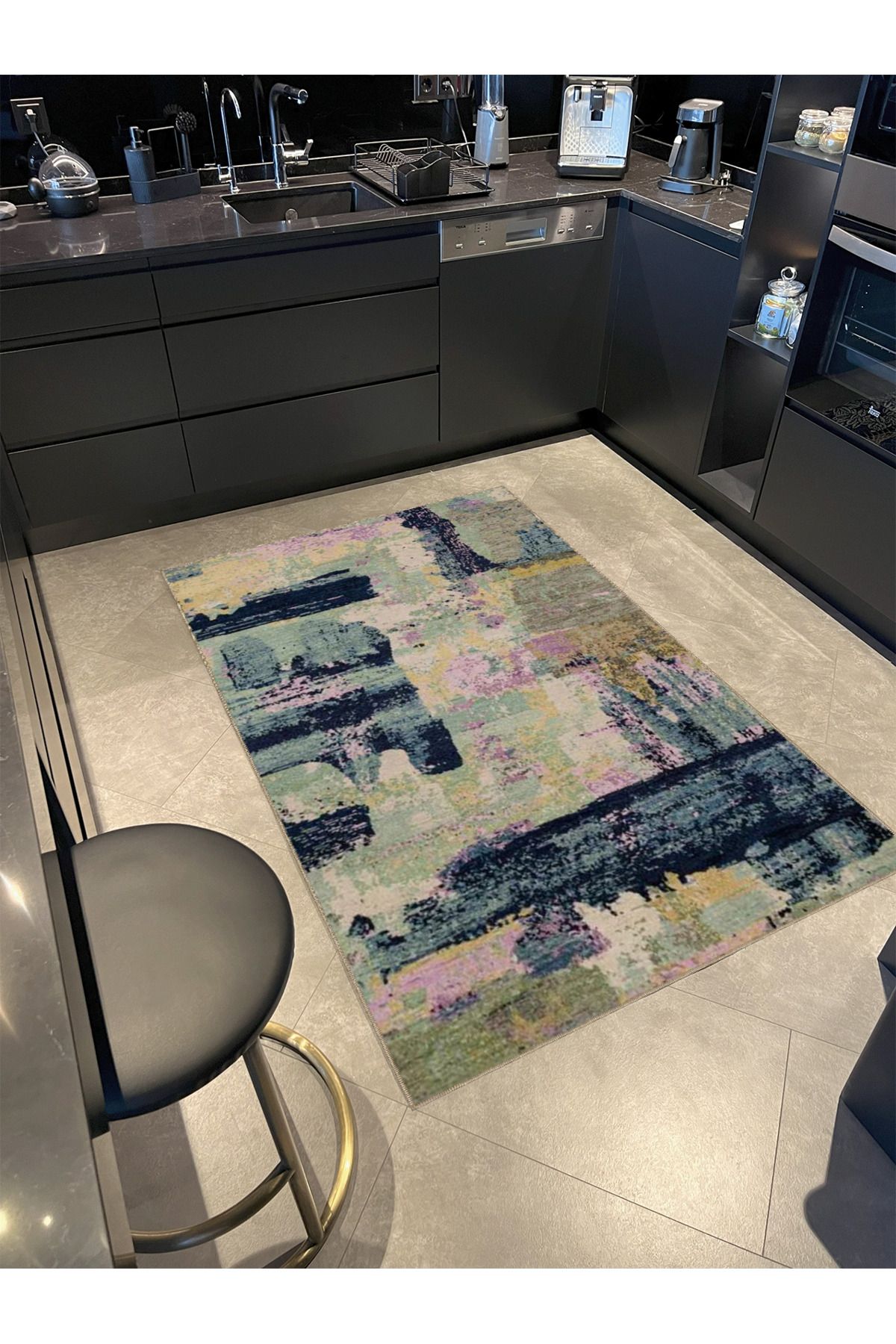 Açık Ton Çok Renkli Soyut Desenli Kreatif Modern Dekoratif Halı 4608