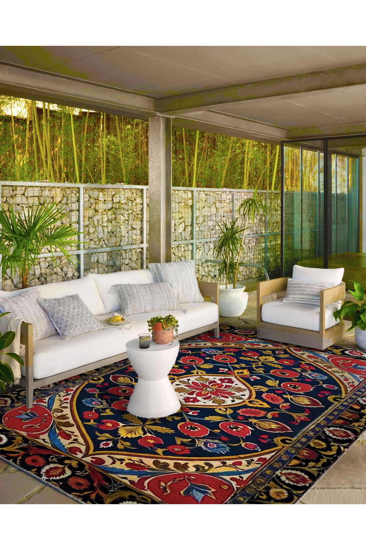 Paris Koleksiyonu Çok Renkli Geleneksel Motif ve Etnik Desenli Vintage Dekoratif Halı 52