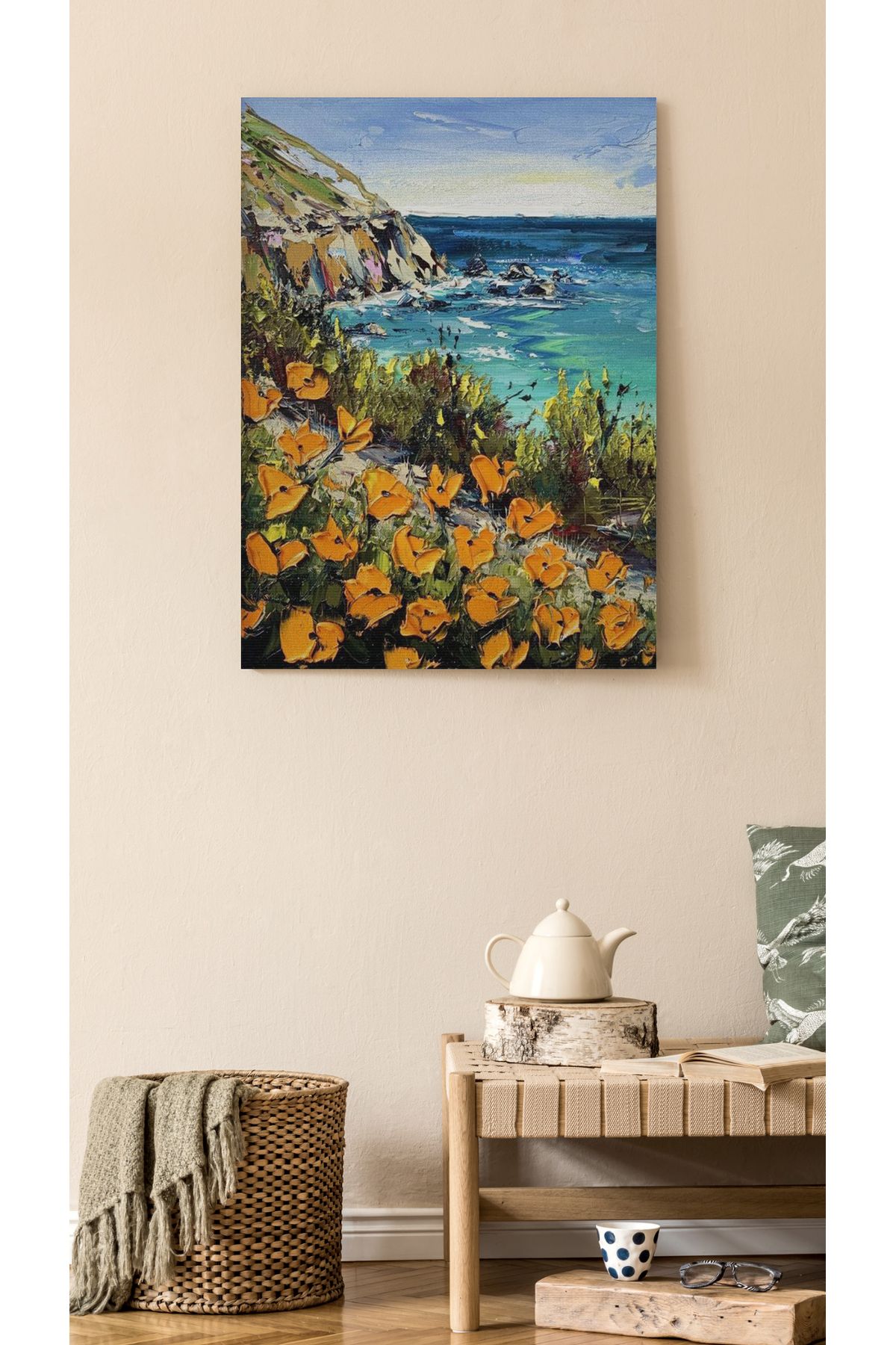 Kanvas Tablo Uçurum Bitki Manzaralı Desenli Modern Tablo