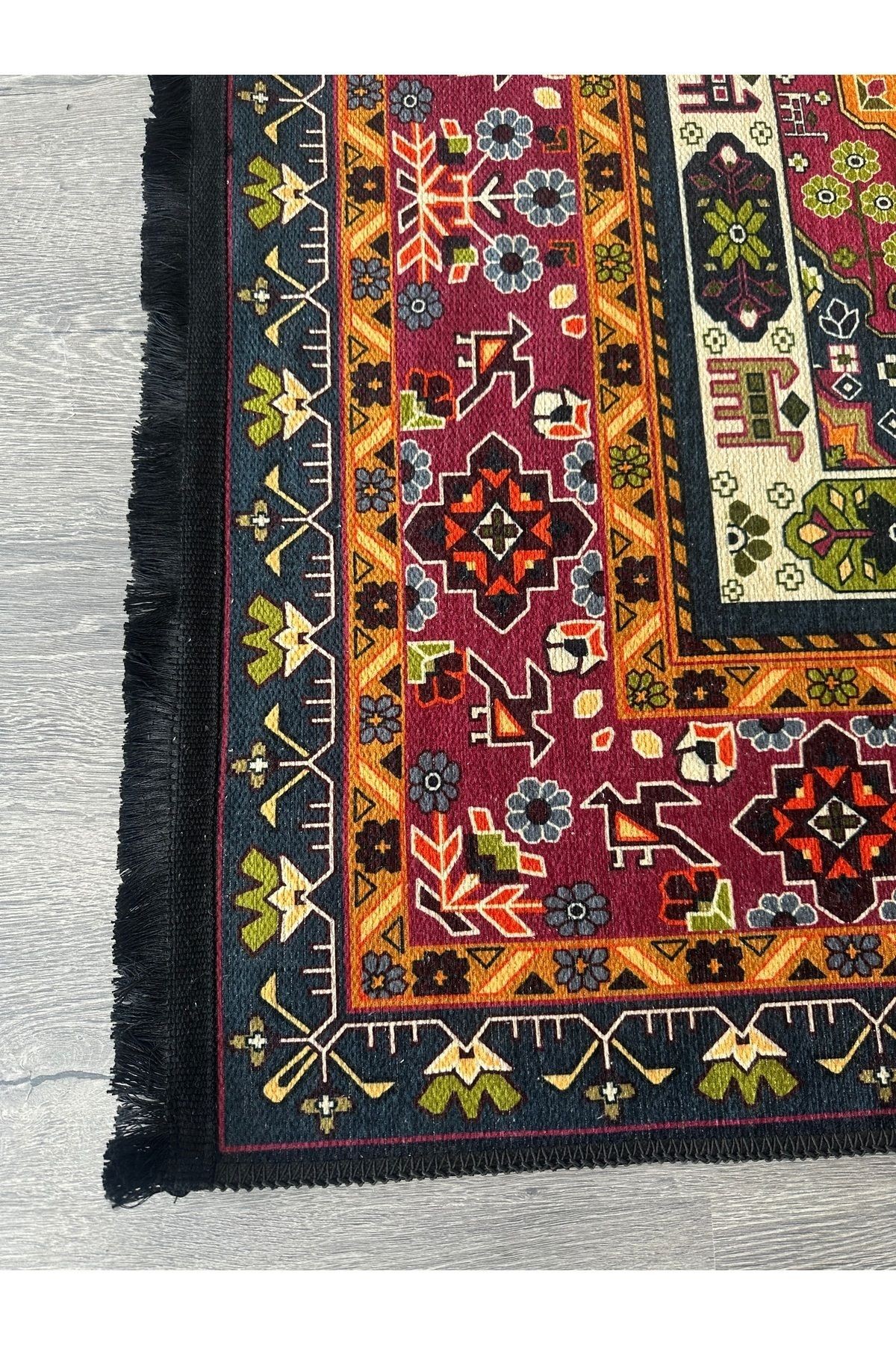 Opal Turuncu Antik Desenli Dokuma Taban Modern Dekoratif Halı opal10