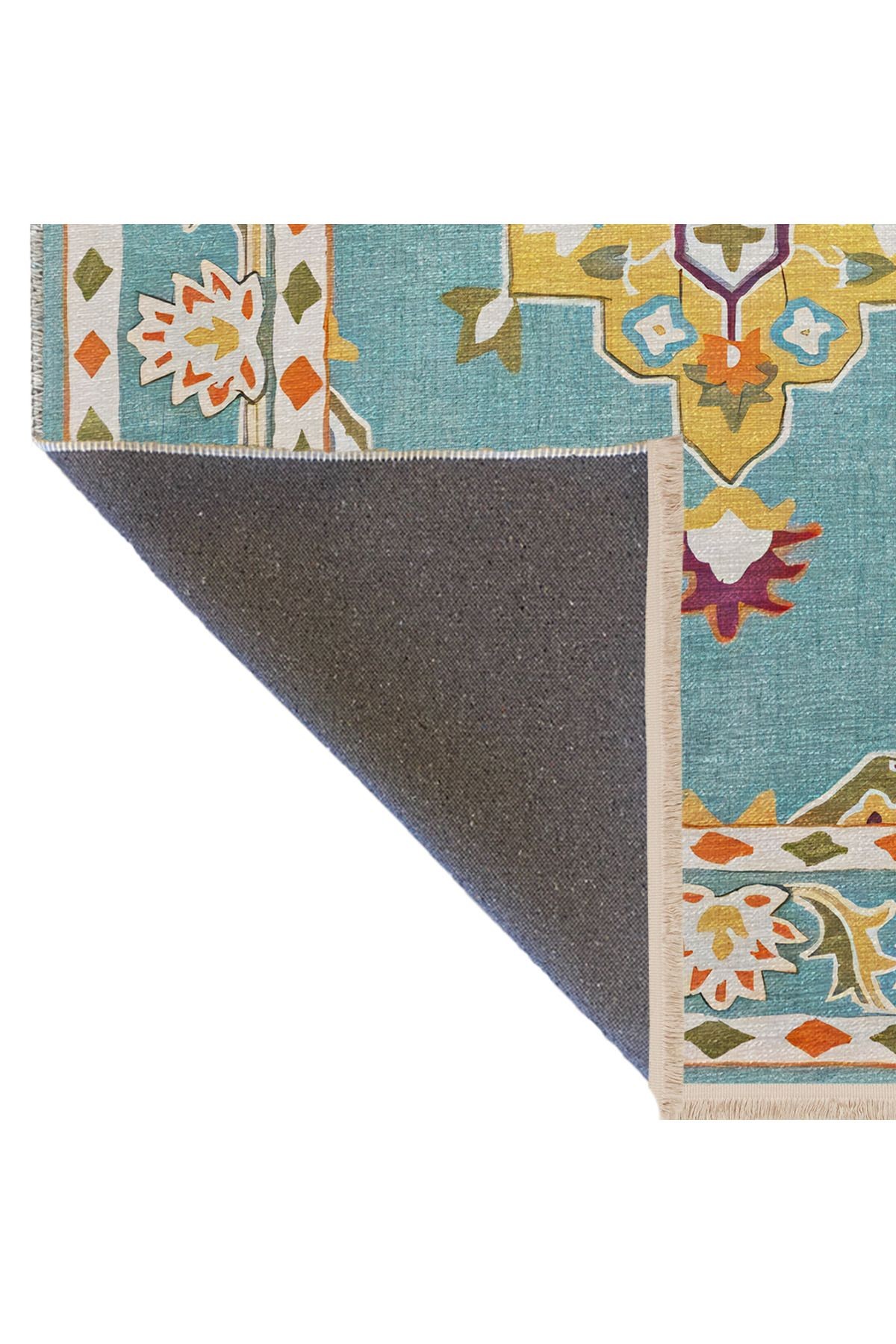 Açık Ton Çok Renkli Geleneksel Motif Çiçek Desenli Kreatif Vintage Dekoratif Halı 2424