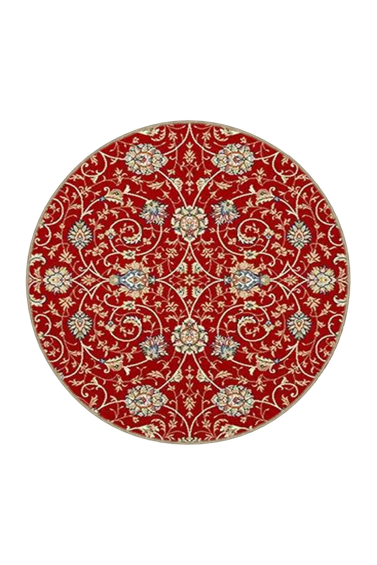 Kırmızı Temalı Motifli Etnik Çiçek Desenli Vintage Dekoratif Halı 4581