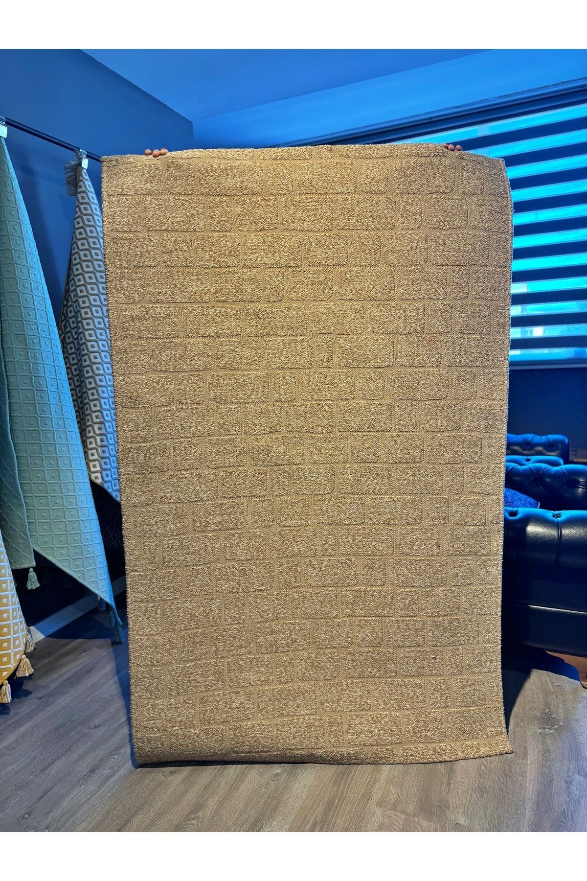 Stone Koleksiyonu Açık Kahverengi Taş Görünümlü Modern Makina Dokuma Halı